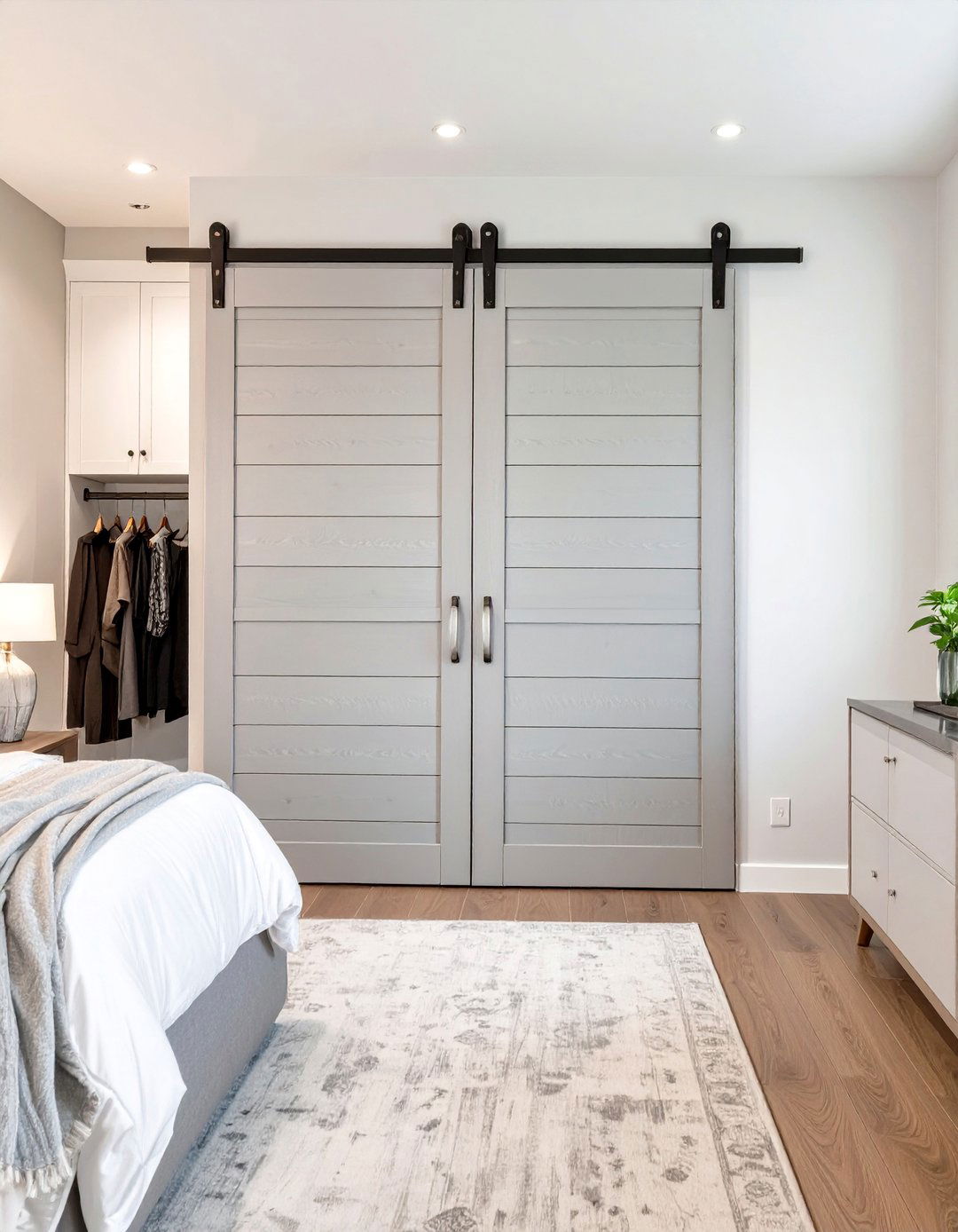 Modern Horizontal Plank Barn Door - 30 barn door closet ideas