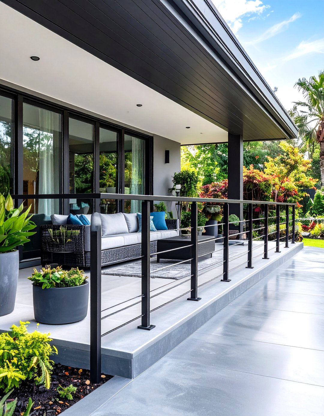 Modern Horizontal Porch Railing - 30 front porch railing ideas