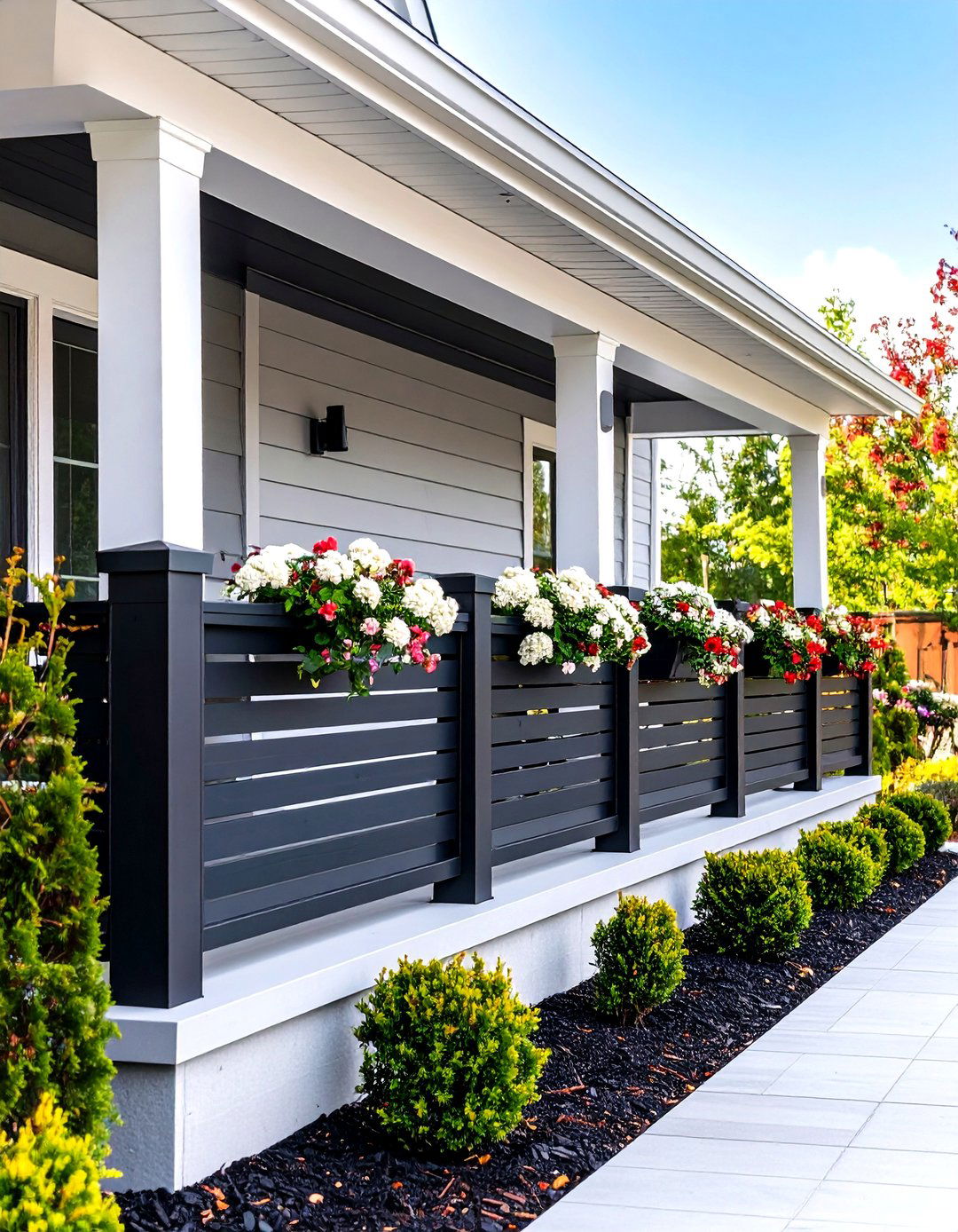 Modern Horizontal Slat Porch Railing - 30 porch railing designs