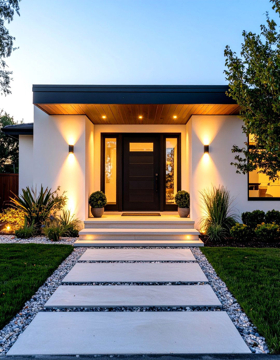 Modern House Number Illumination - 30 front yard lighting ideas