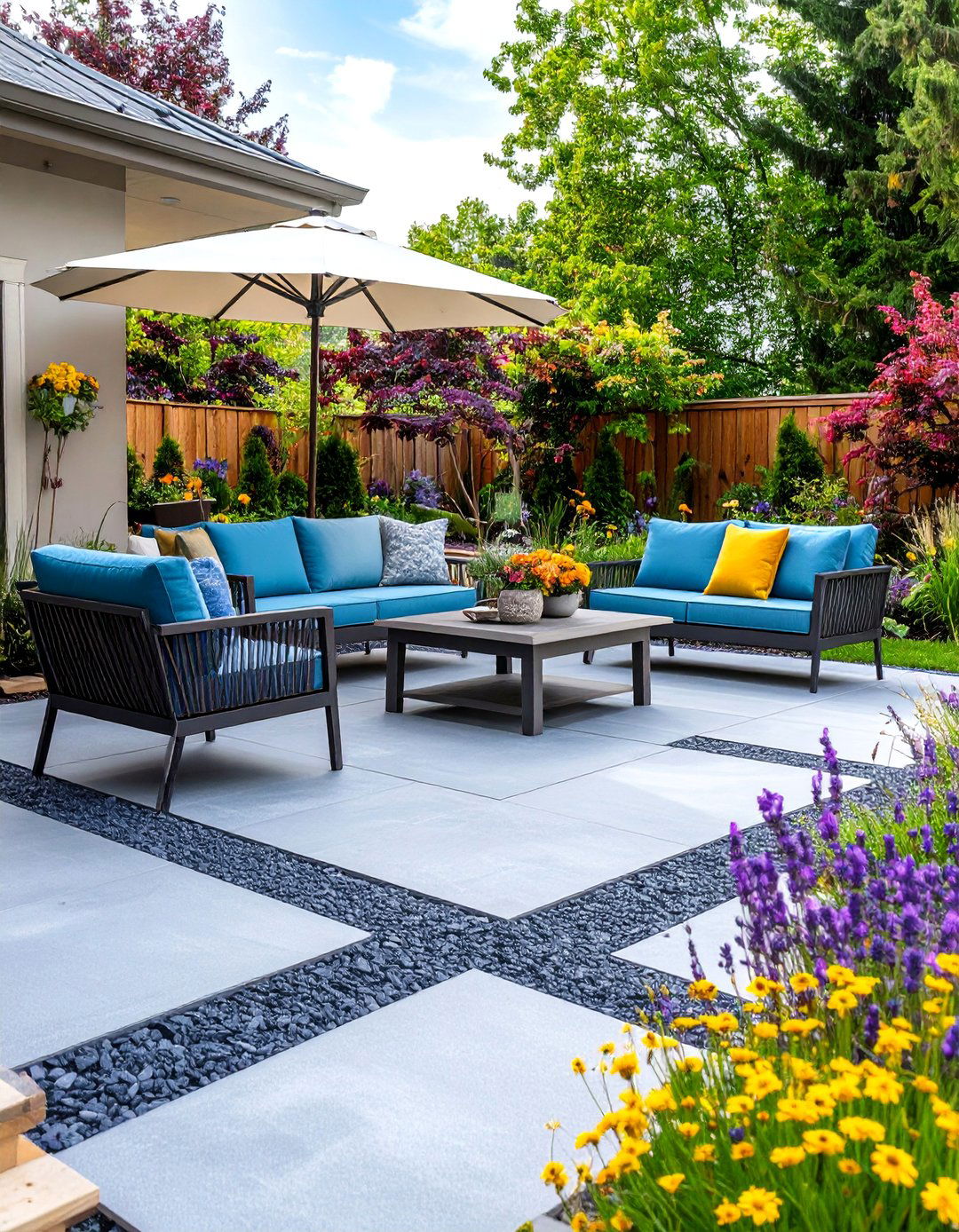 Modern Large Format Concrete Pavers - 30 backyard floor ideas
