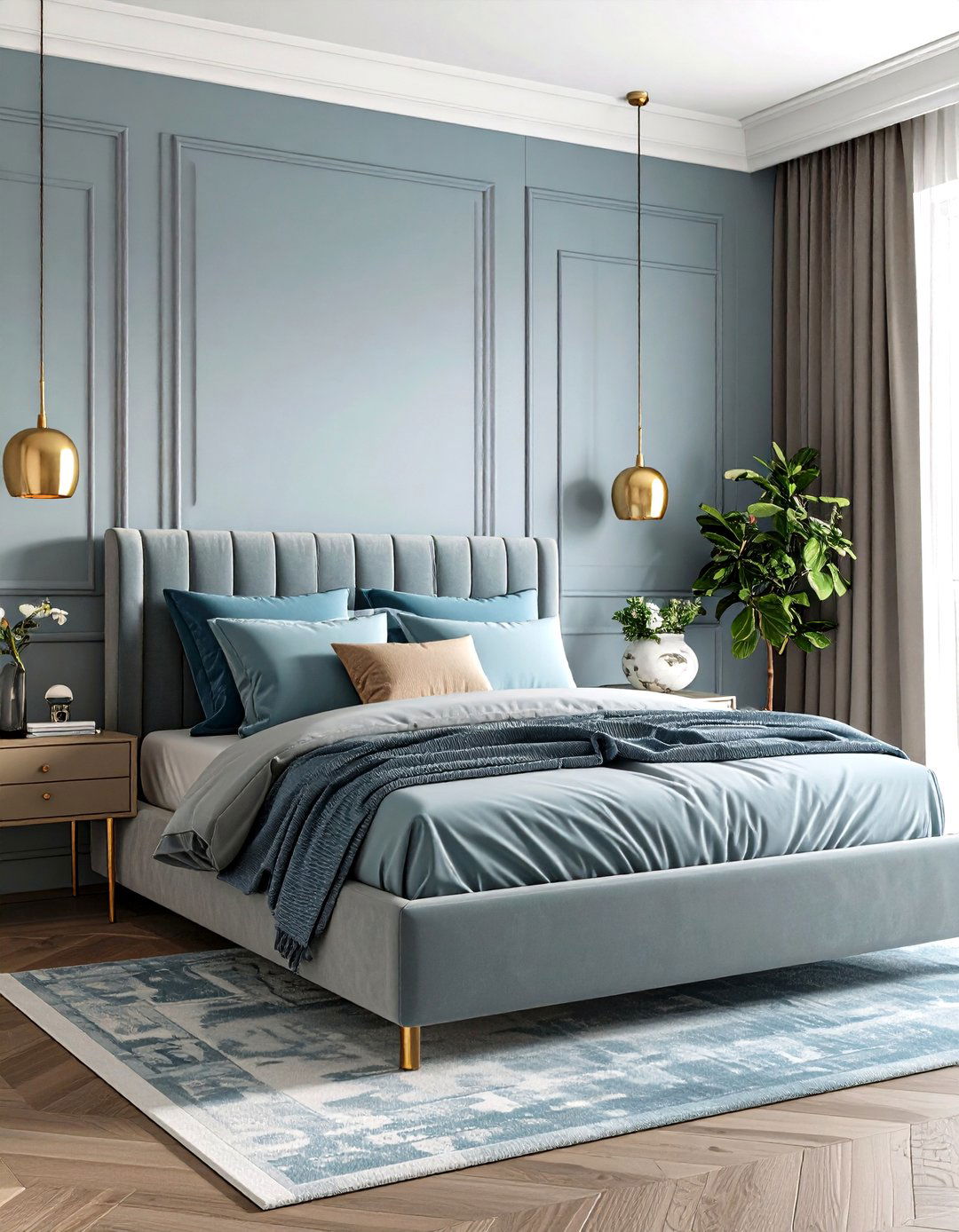 Modern Light Blue and Gray Bedroom - 30 light blue bedroom ideas