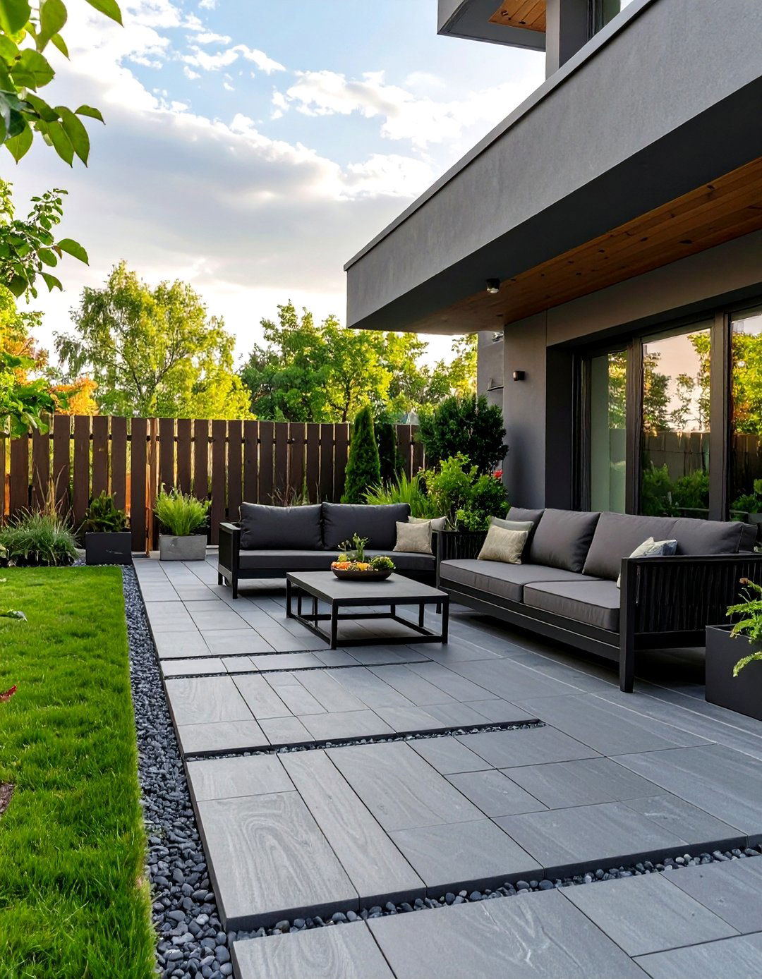 Modern Linear Paver Patio Design - 30 simple paver patio ideas