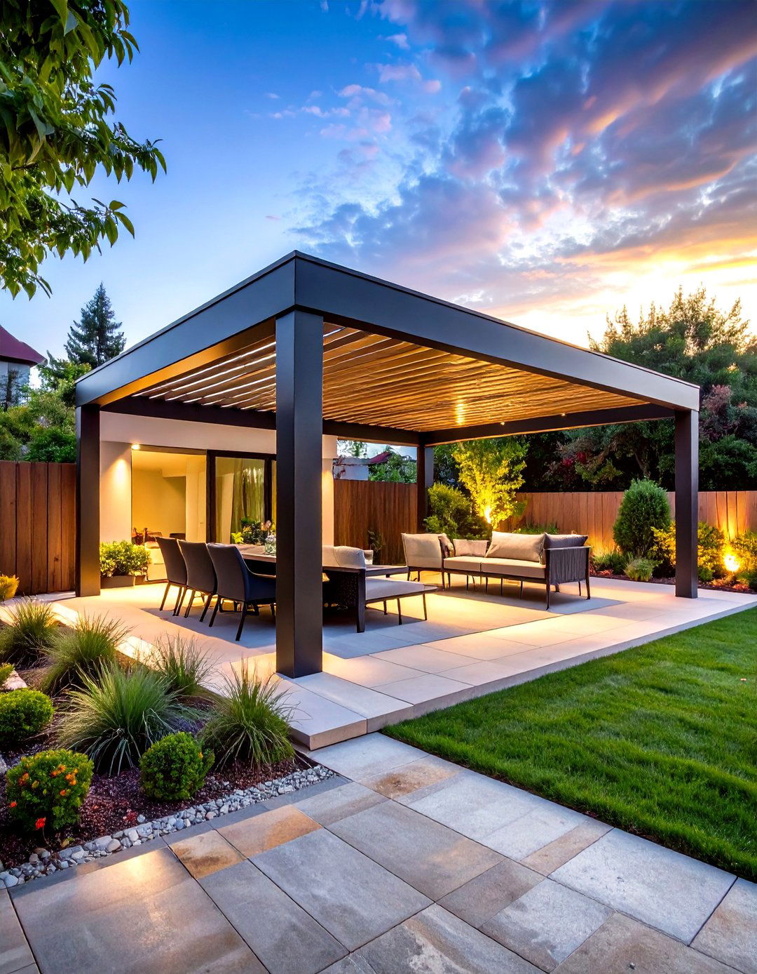 Modern Louvered Roof Pergola - 30 outdoor pergola ideas