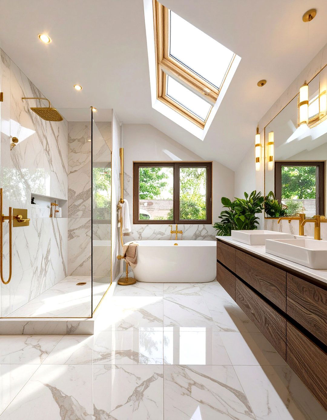 Modern Marble Attic Bathroom - 30 attic bathroom ideas