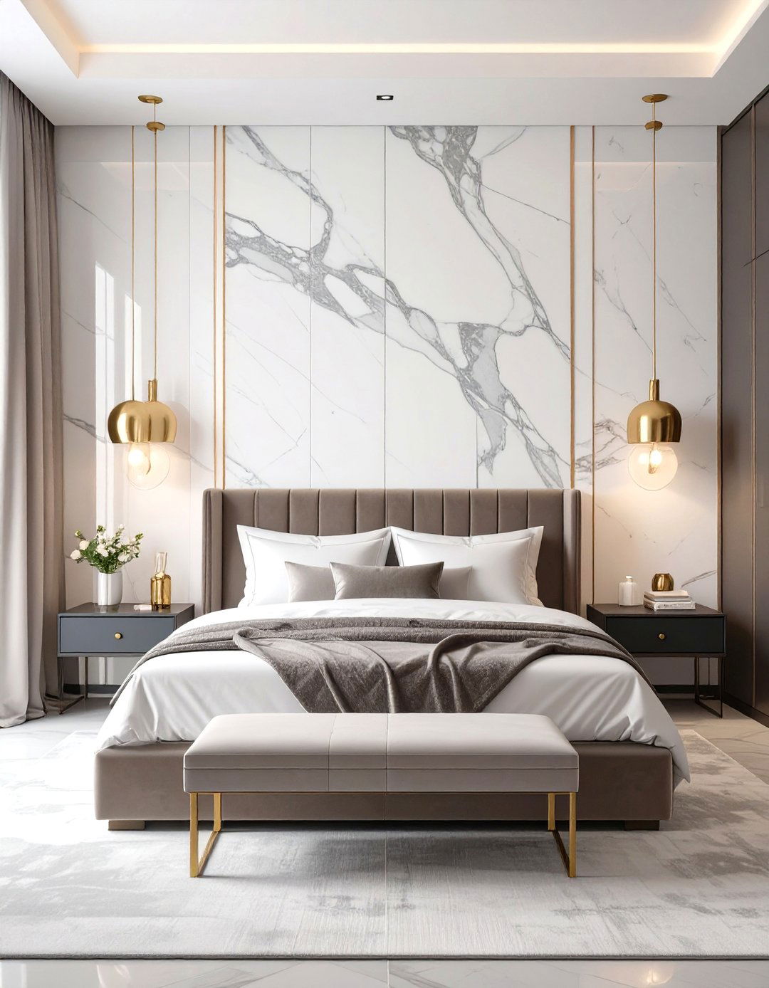 Modern Marble Bedroom - 30 glam bedroom ideas