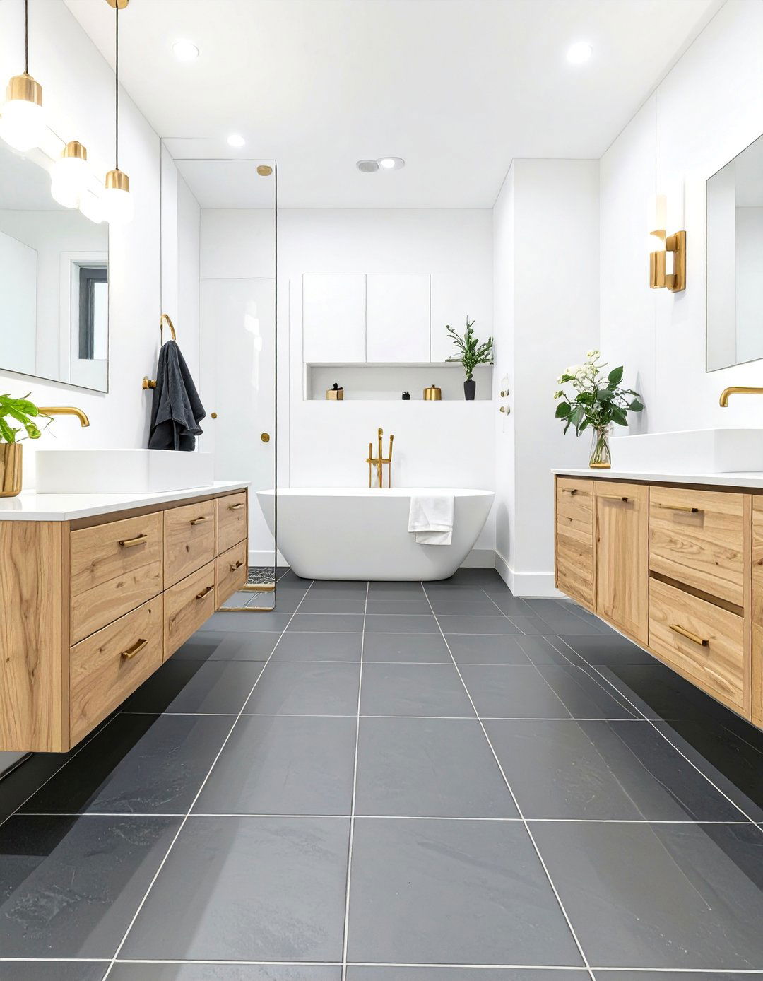 Modern Matte Black Bathroom Floor Tiles - 30 bathroom floor tiles ideas
