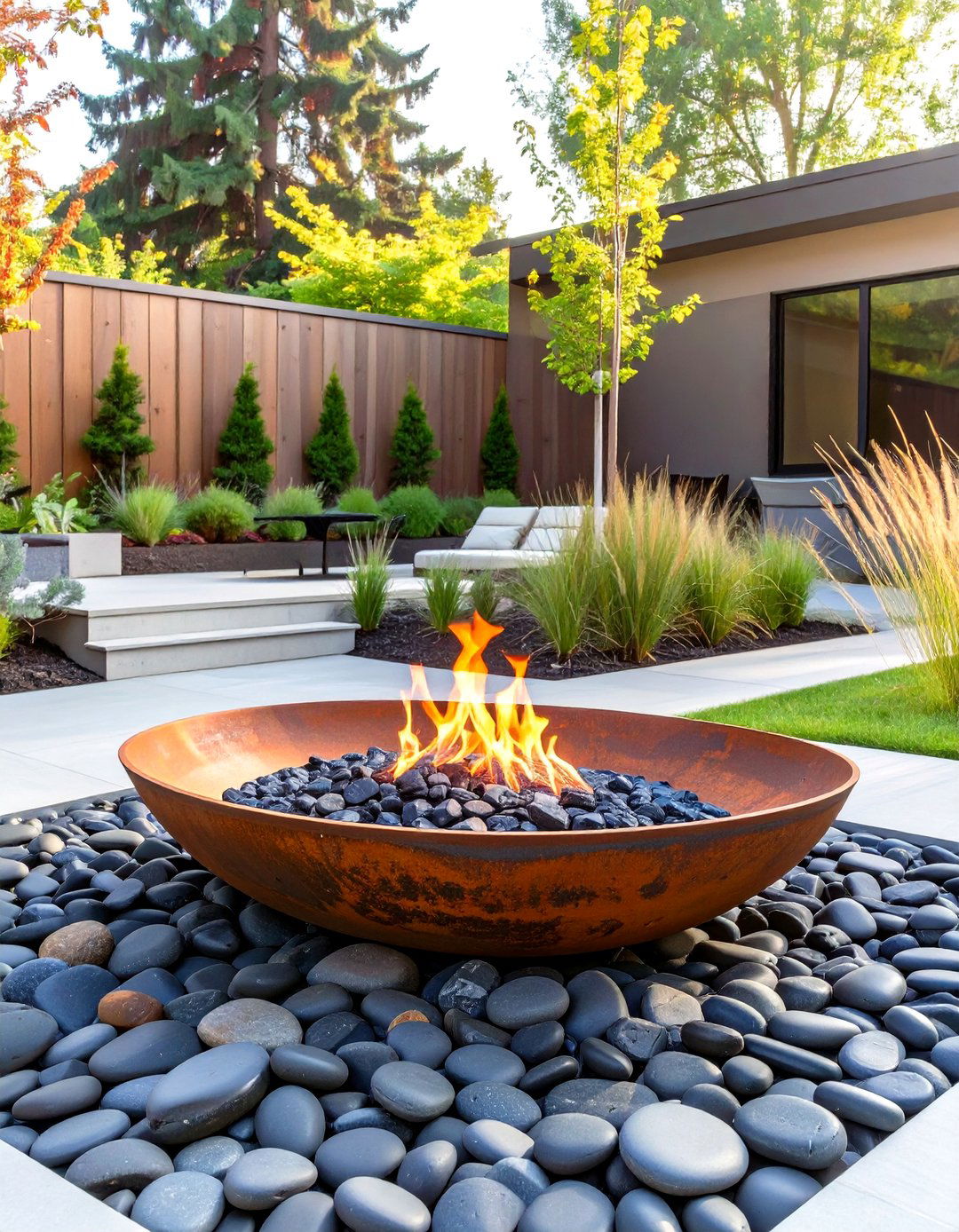 Modern Metal Dish Fire Pit - 30 small backyard fire pit ideas landscaping