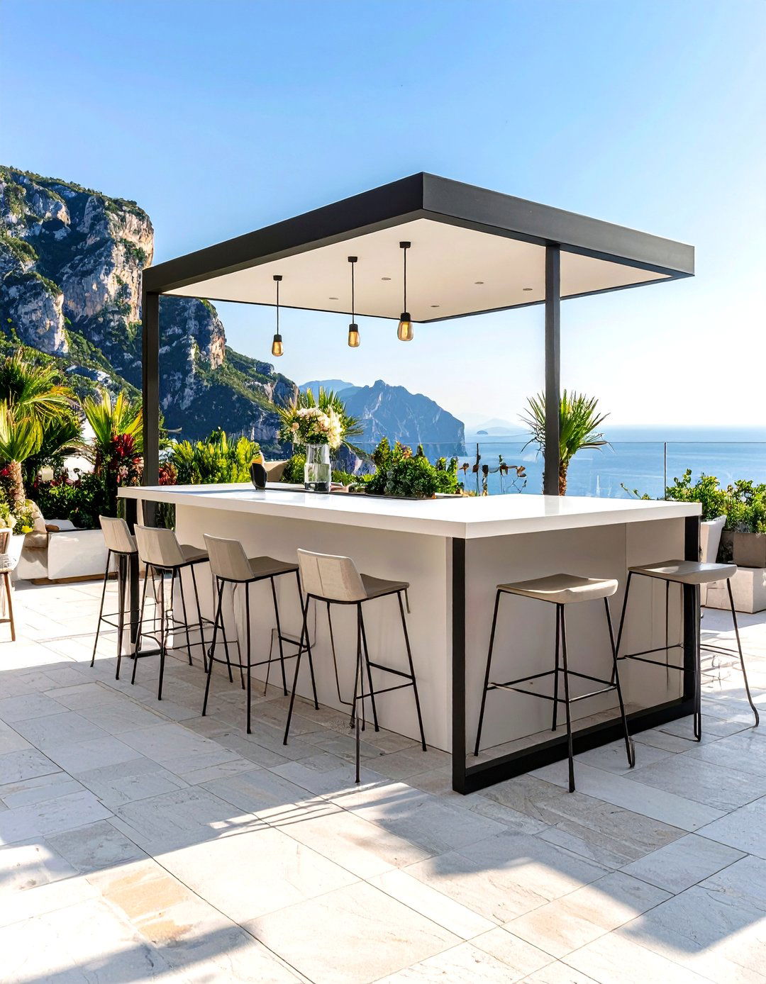Modern Metal Frame Patio Bar - 30 patio bar ideas