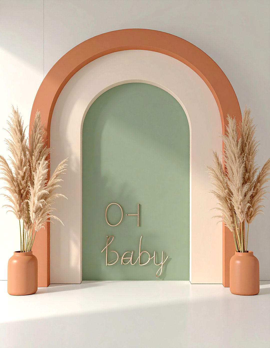Modern Minimalist Arch Backdrop - 30 baby shower backdrop ideas