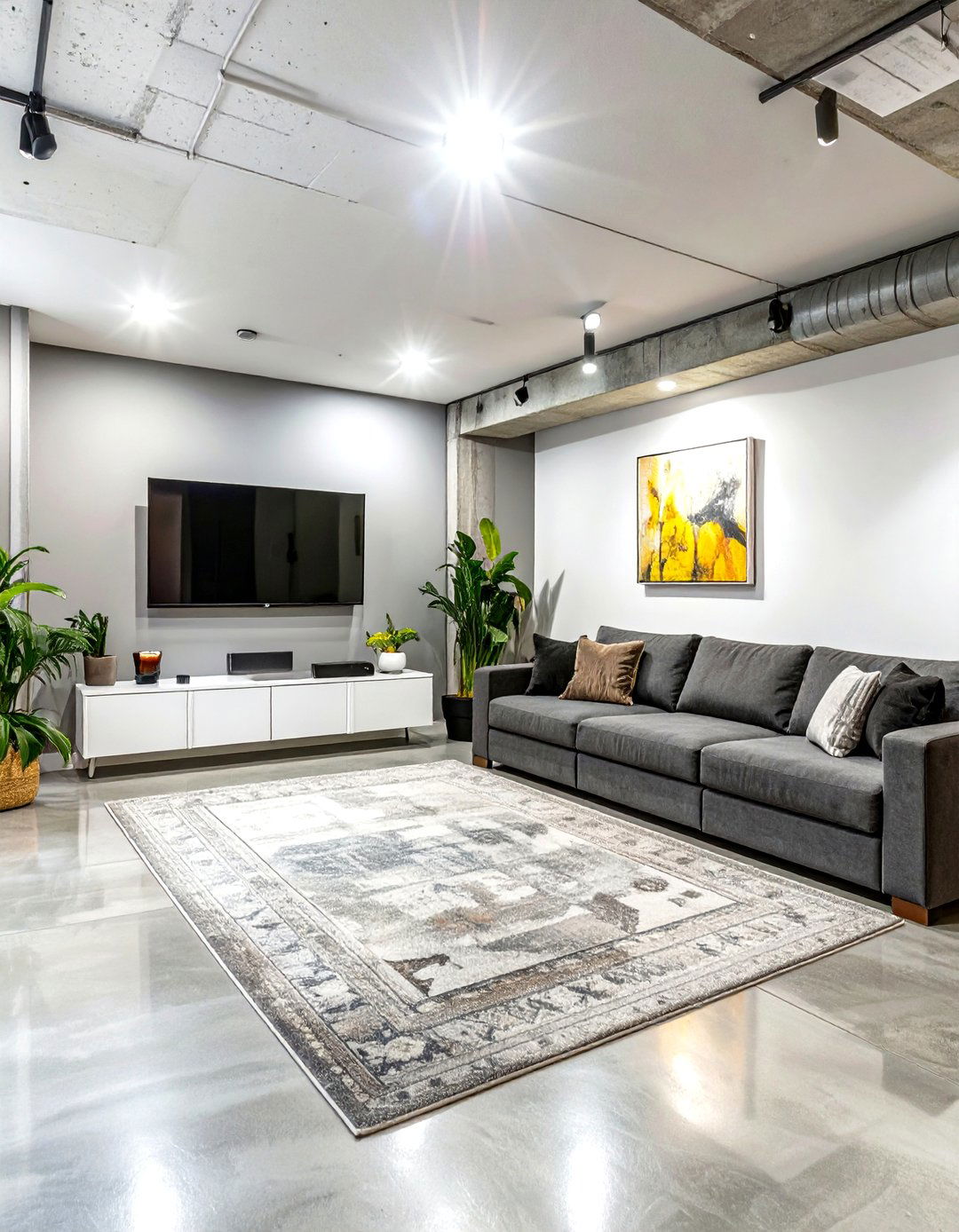 Modern Minimalist Basement Lounge - 30 basement decor ideas