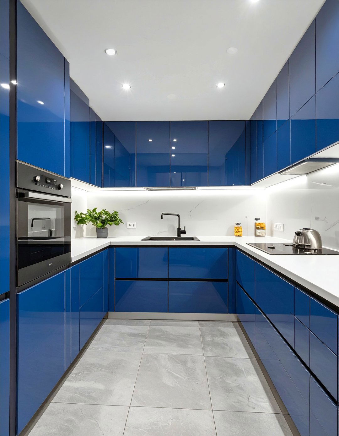 Modern Minimalist Blue Kitchen - 30 blue kitchen ideas