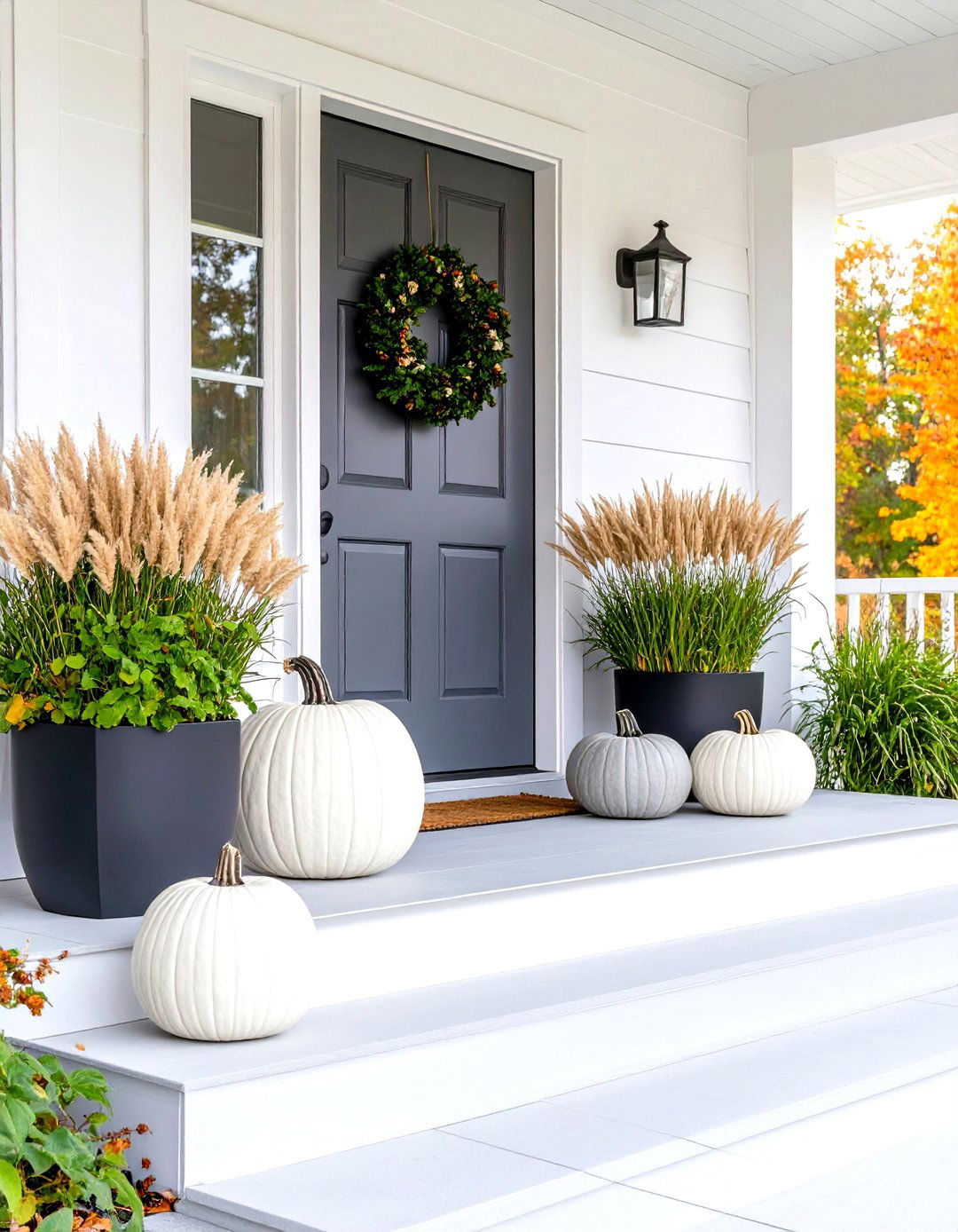 Modern Minimalist Fall Porch - 30 fall porch decorating ideas