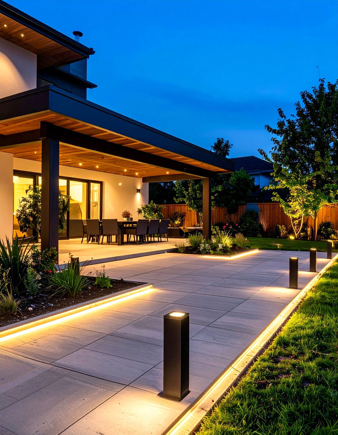 Modern Minimalist Patio Lights - 30 backyard lighting ideas