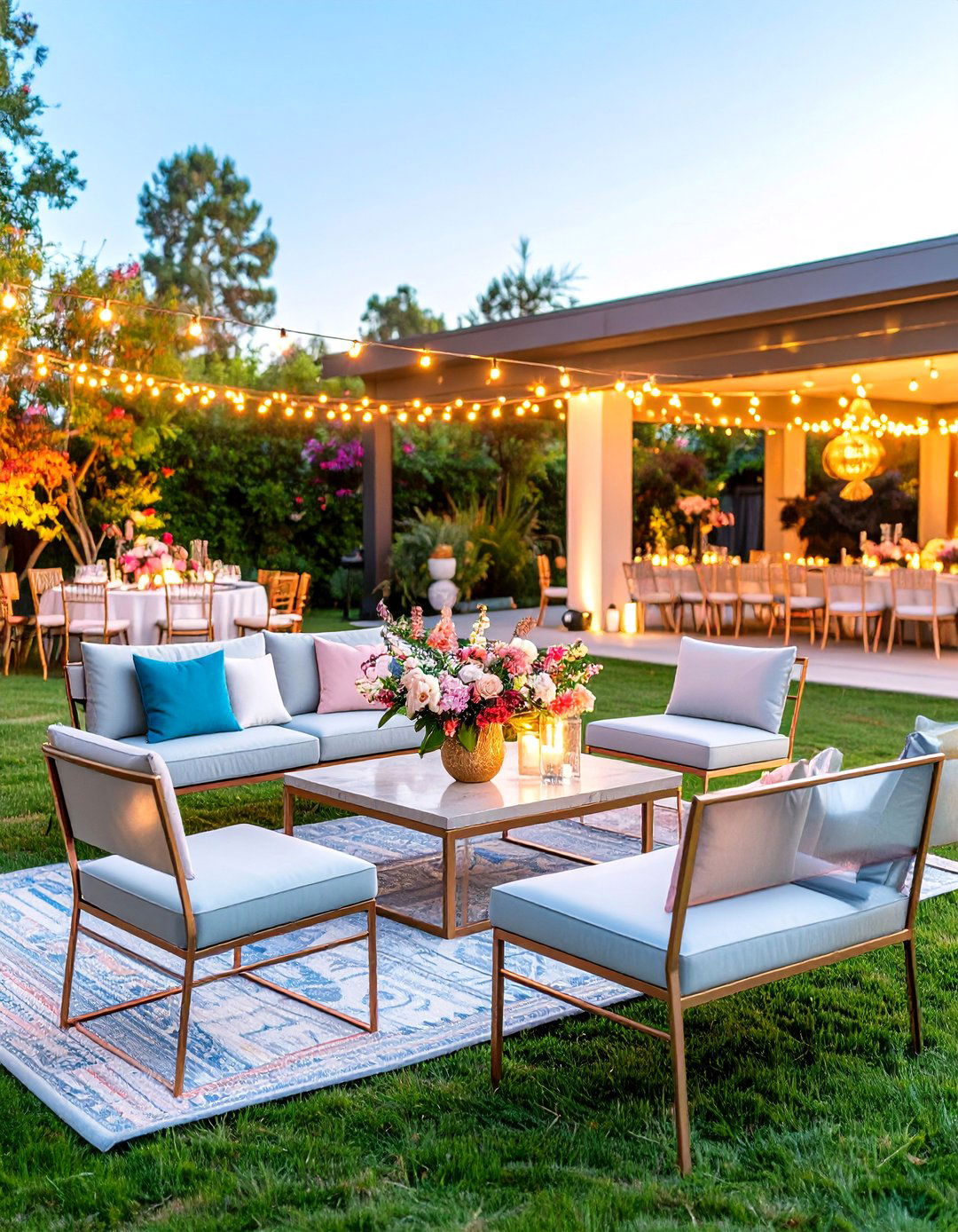 Modern Minimalist Setup - 30 backyard engagement party ideas