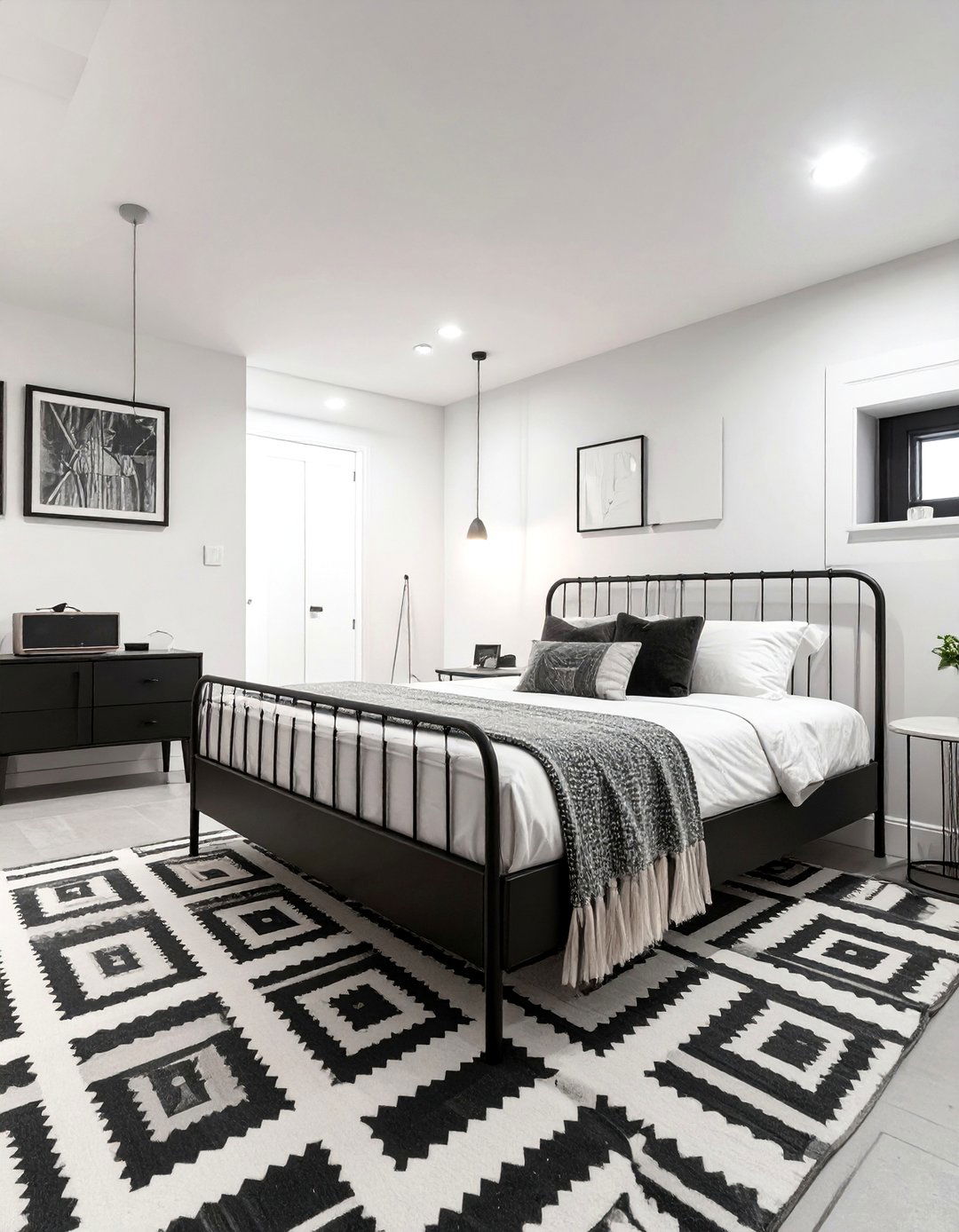 Modern Monochrome Basement Bedroom - 30 basement bedroom ideas on a budget