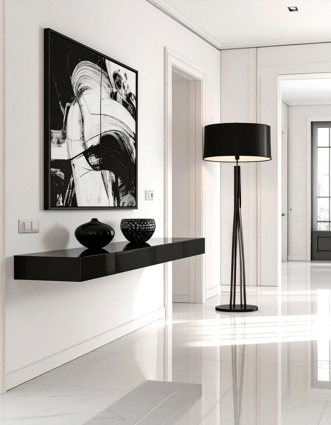 Modern Monochrome Hallway Design - 30 hallway furniture ideas