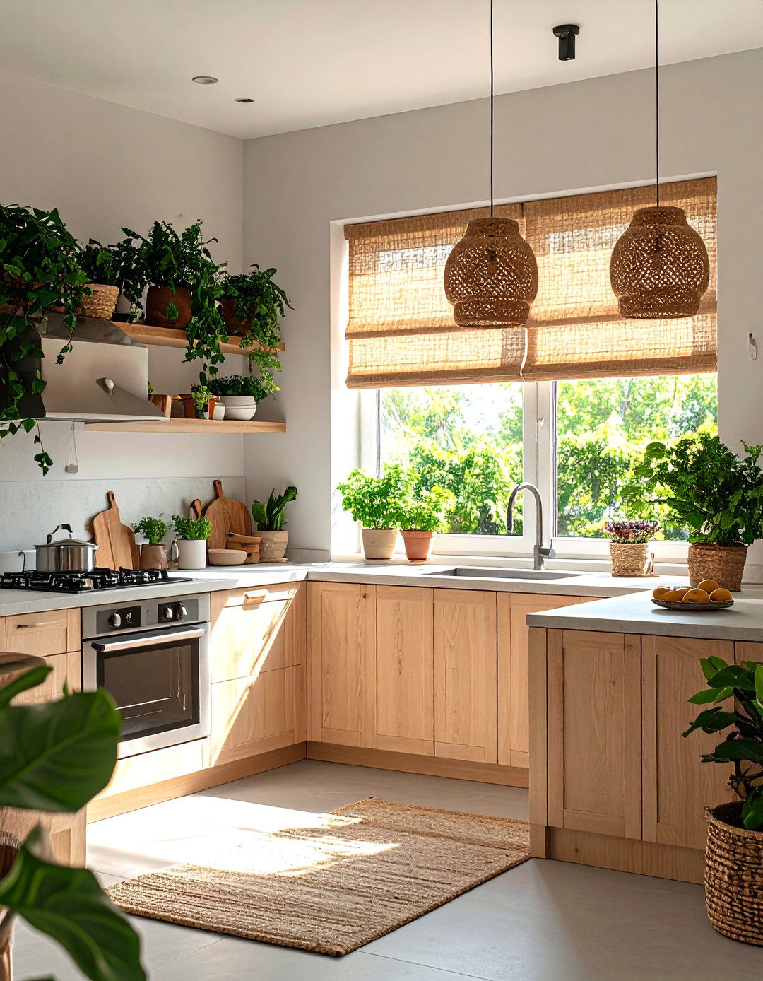 Modern Organic Kitchen Natural Fiber Shades - 30 kitchen curtain ideas