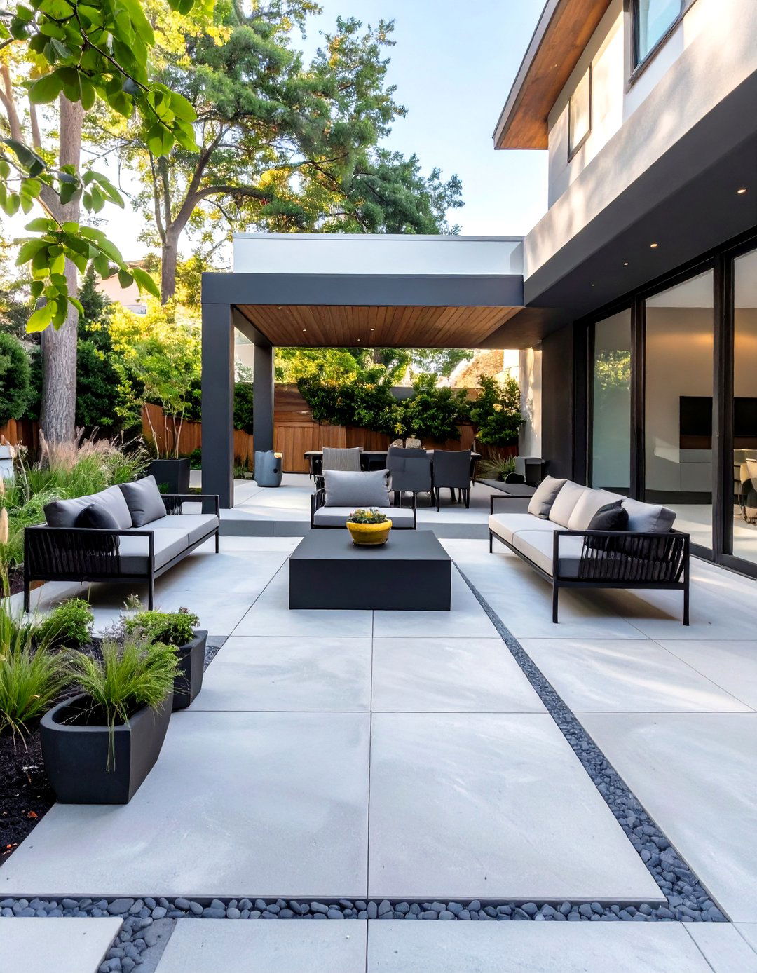 Modern Patio with Concrete and Metal Accents - 30 outdoor living space ideas