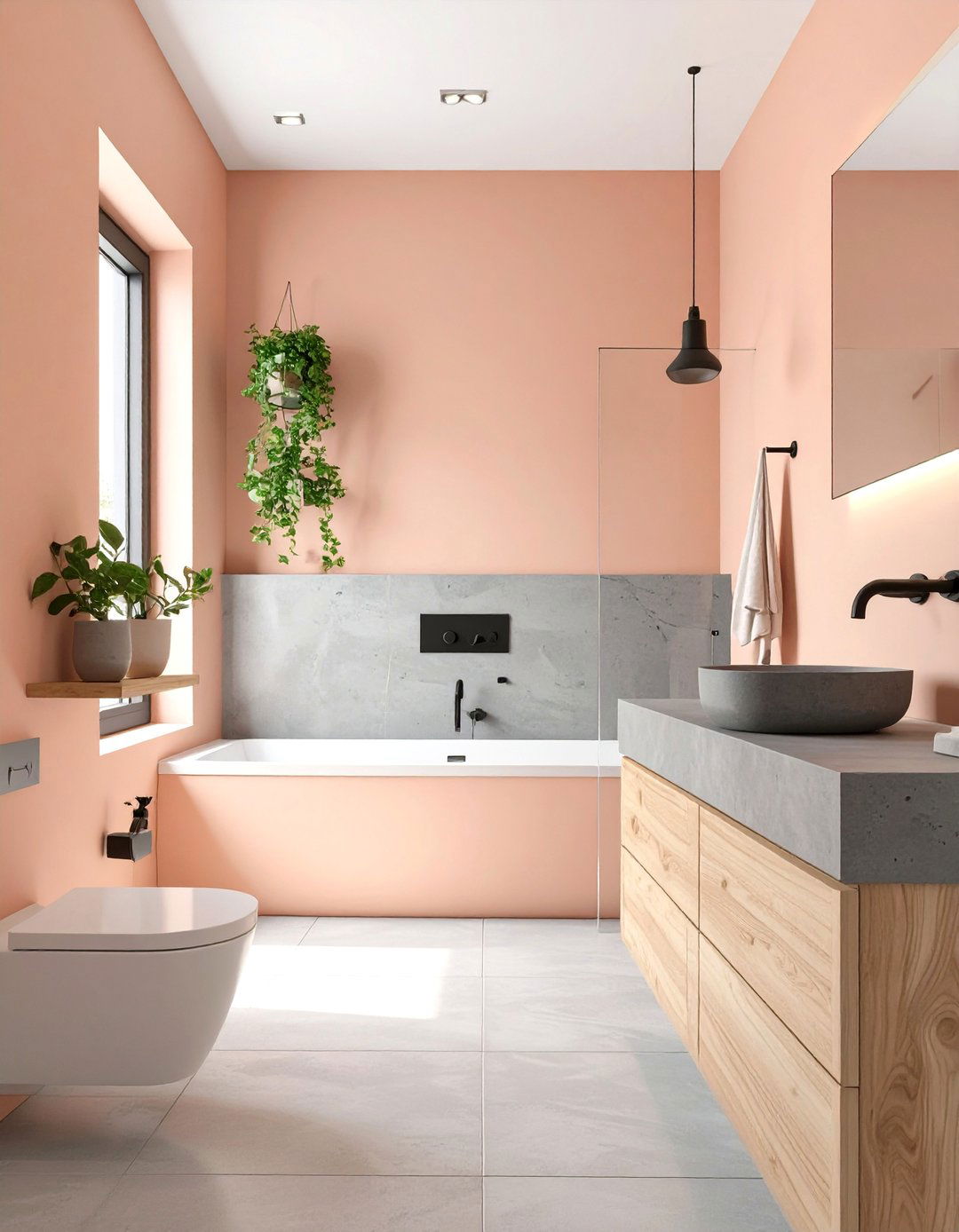 Modern Peach and Gray Bathroom - 30 bathroom colors ideas