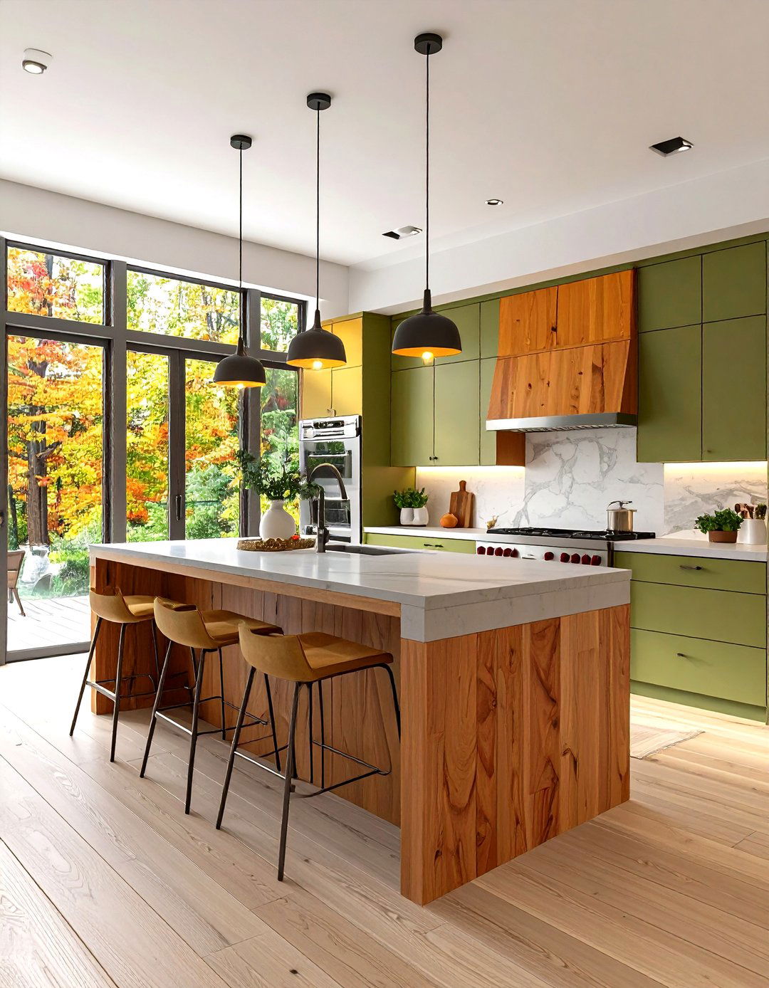 Modern Rustic Kitchen with a Wood Island - 30 rustic interior design ideas