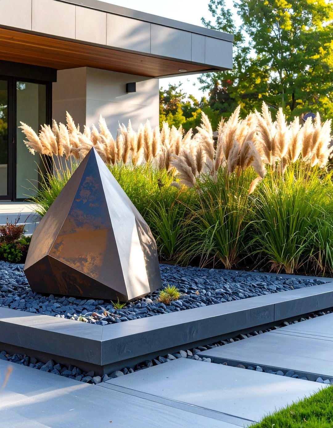 Modern Sculptural Corner - 30 corner landscaping ideas