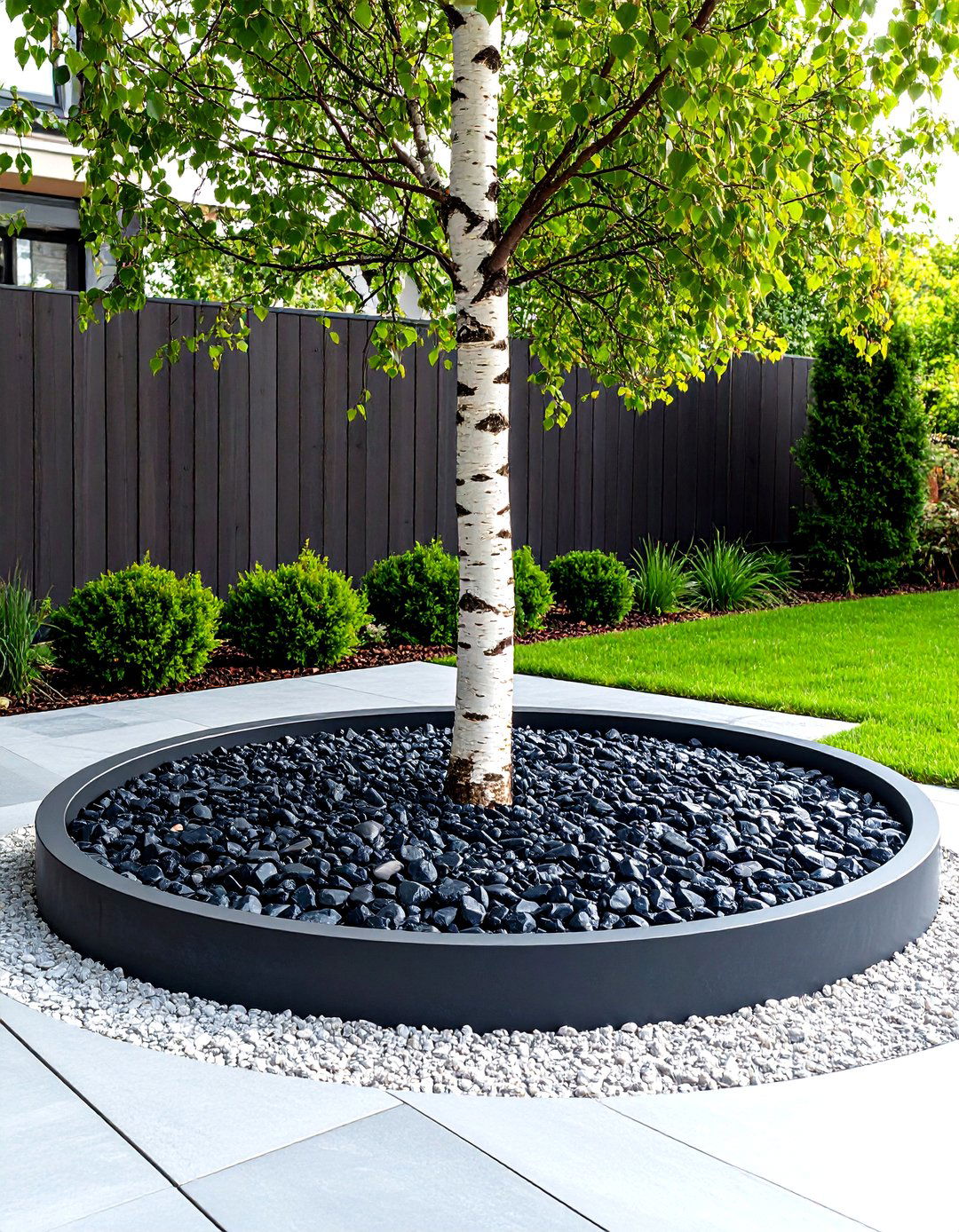 Modern Steel Edging Tree Ring - 30 landscape tree ring ideas