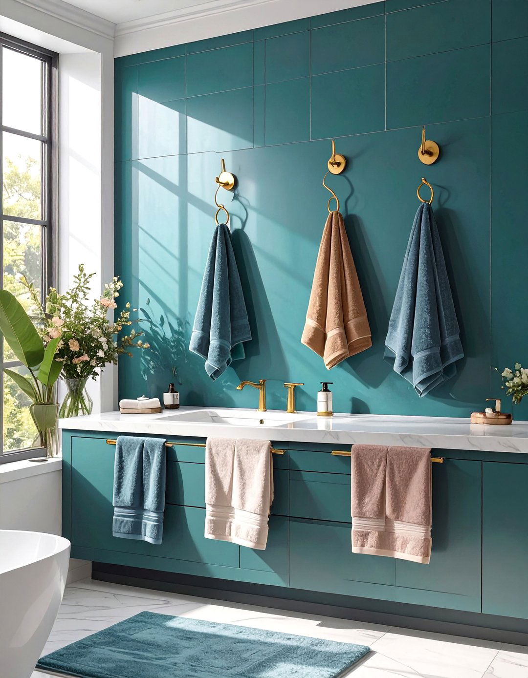 Modern Towel Ring Trio - 30 bathroom towel hanging ideas