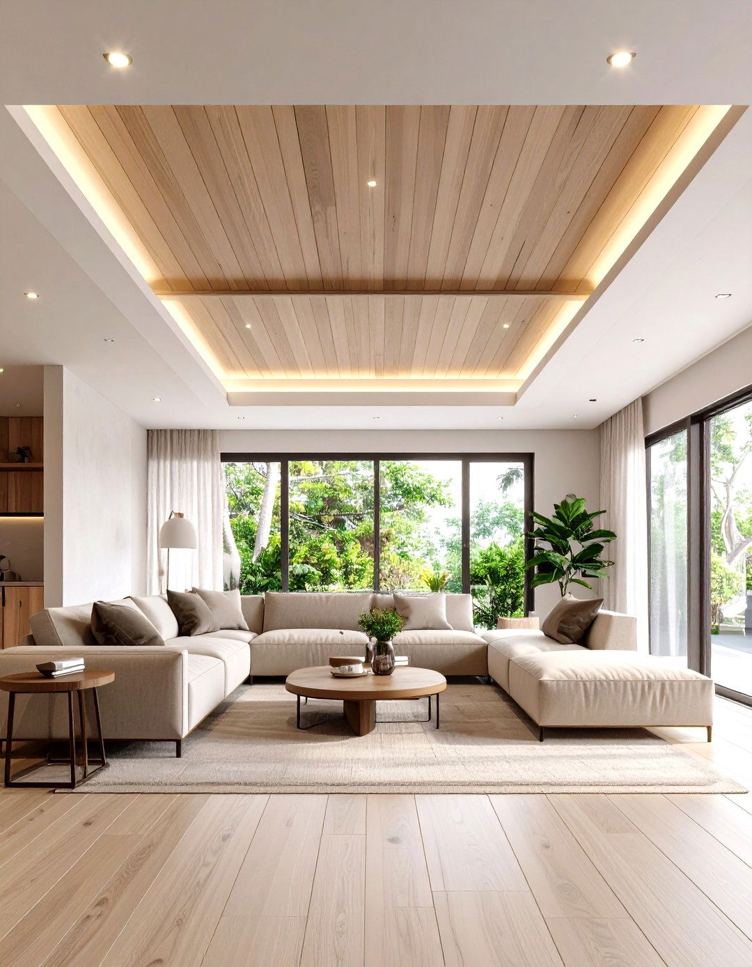 Modern Tray Ceiling with Cove Lighting - 30 living room ceiling ideas
