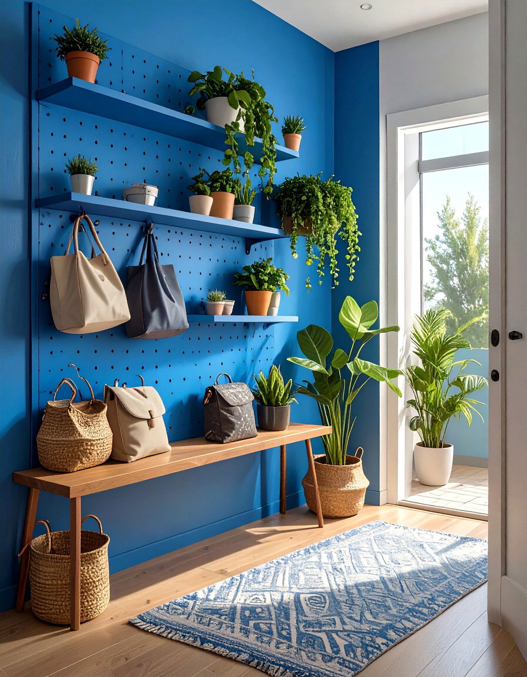 Modern Wall Mounted Pegboard System - 30 hallway storage ideas