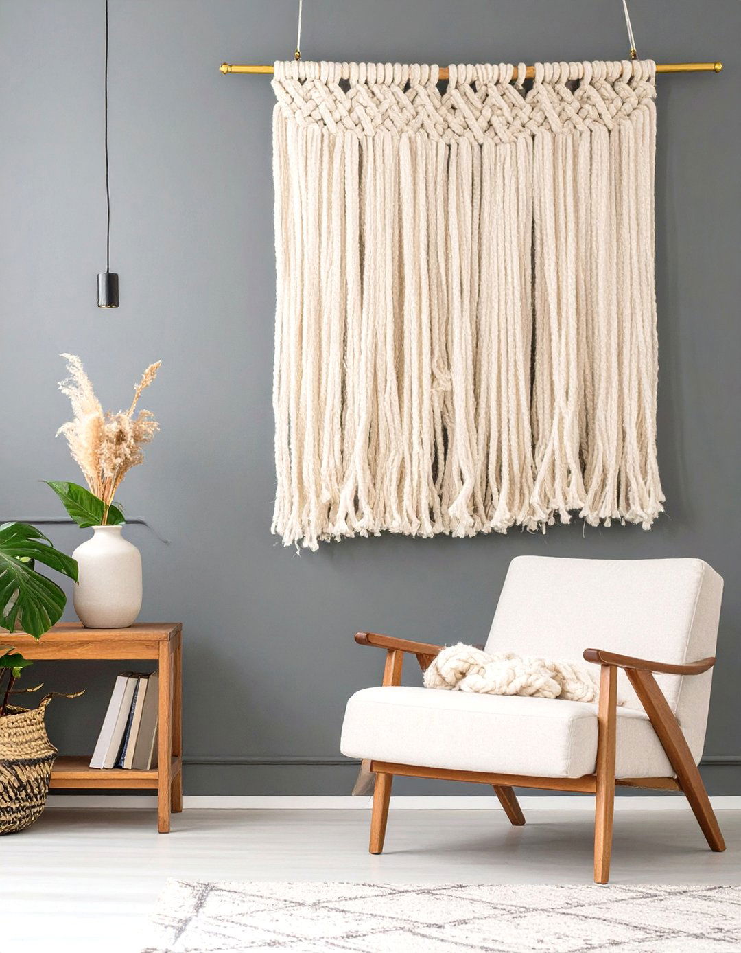 Modern Yarn Hanging - 30 diy wall decor ideas