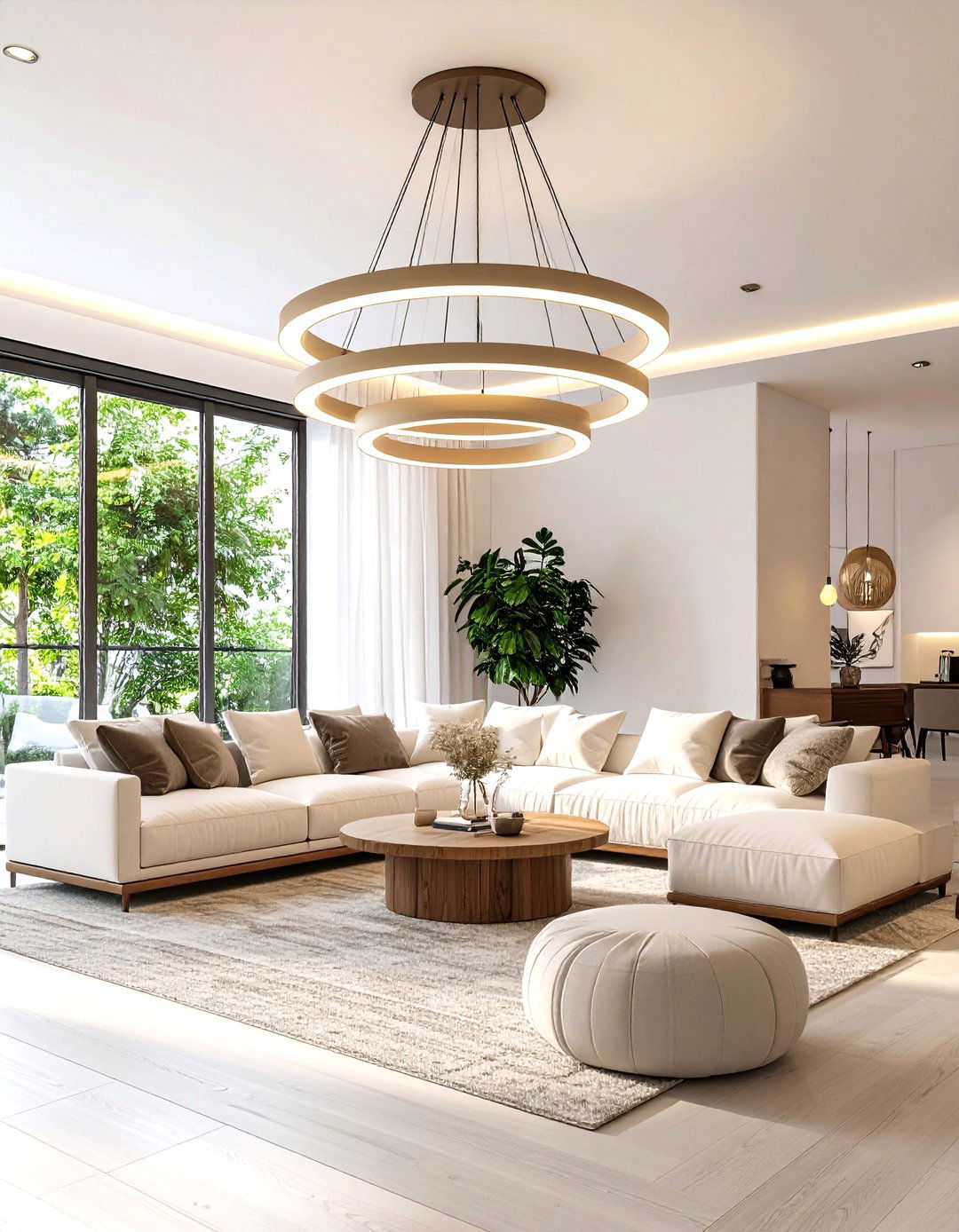 Modernist Ring Chandelier living room ceiling lighting - 30 living room ceiling lighting ideas