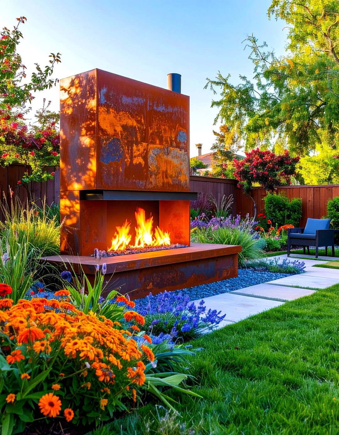 Modernist Sculptural Fireplace - 30 backyard fireplace ideas