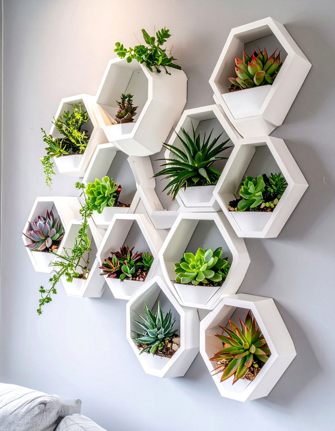 Modular Hexagon Wall Planters - 30 vertical garden ideas
