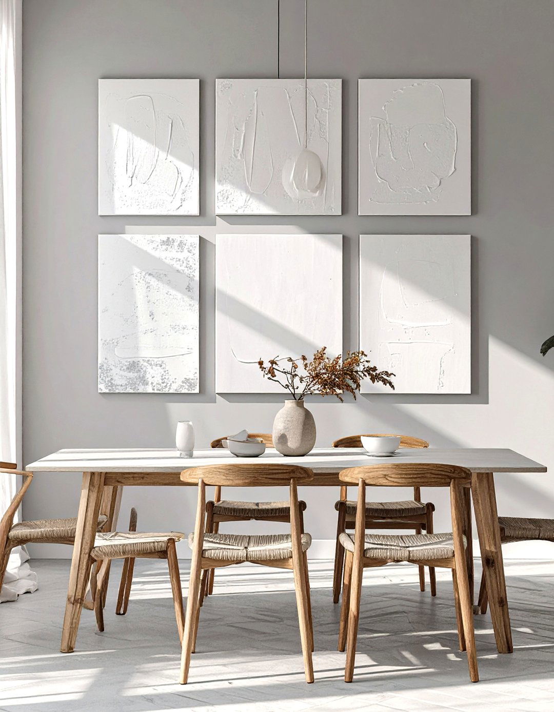 Monochromatic Art Installation - 30 dining room art ideas