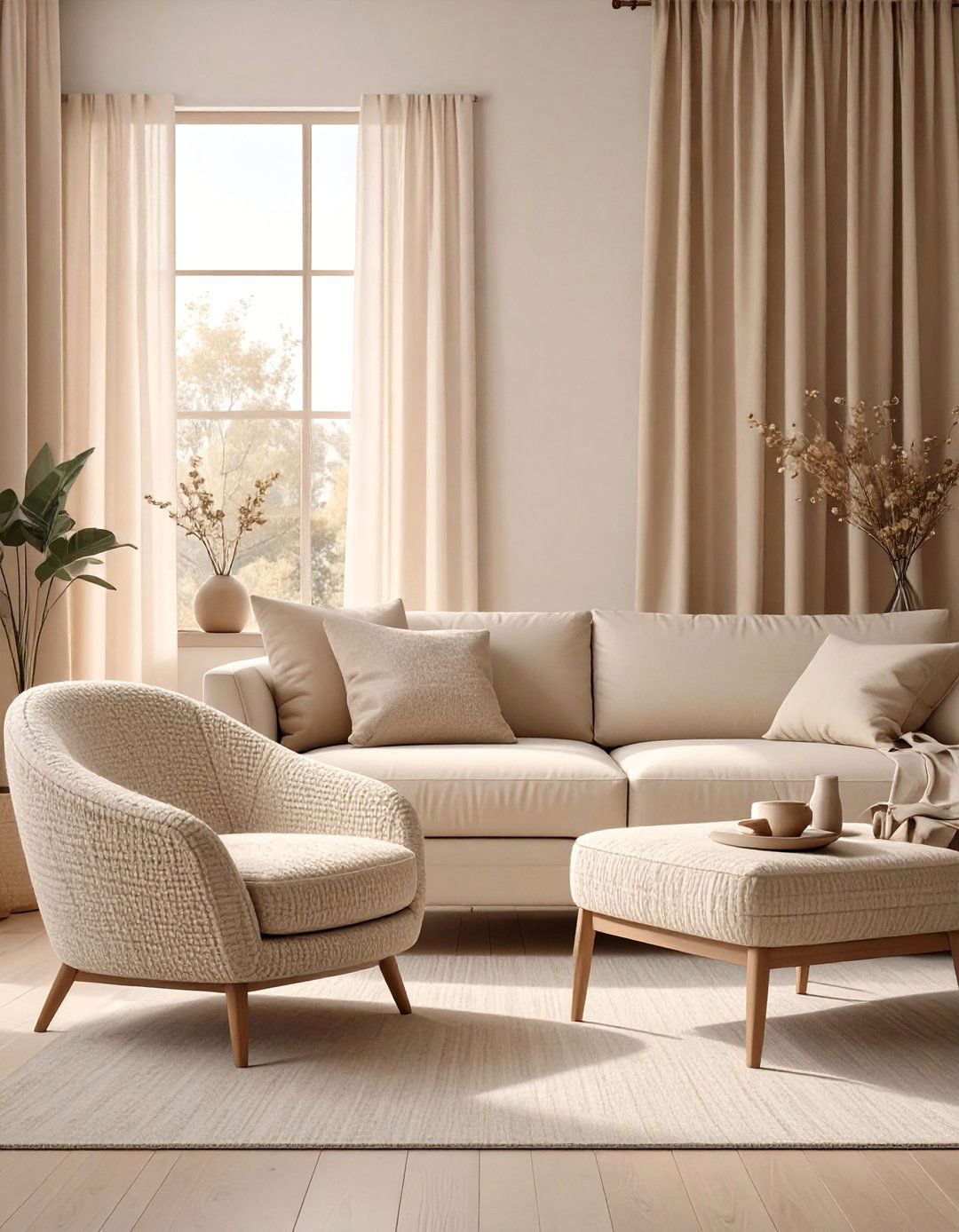 Monochromatic Beige Living Room - 30 beige living room ideas