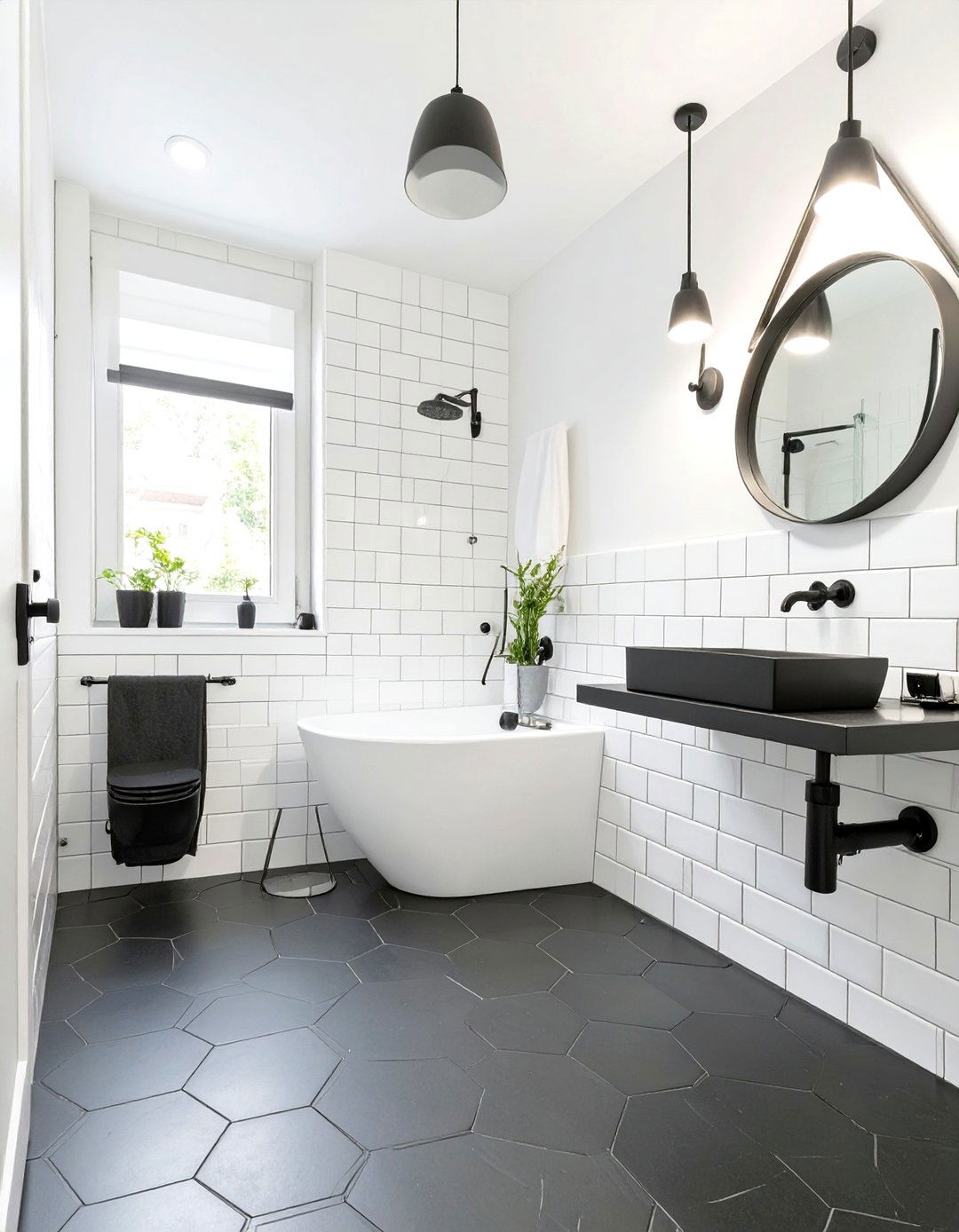 Monochromatic Black and White Bathroom - 30 design bathroom online ideas