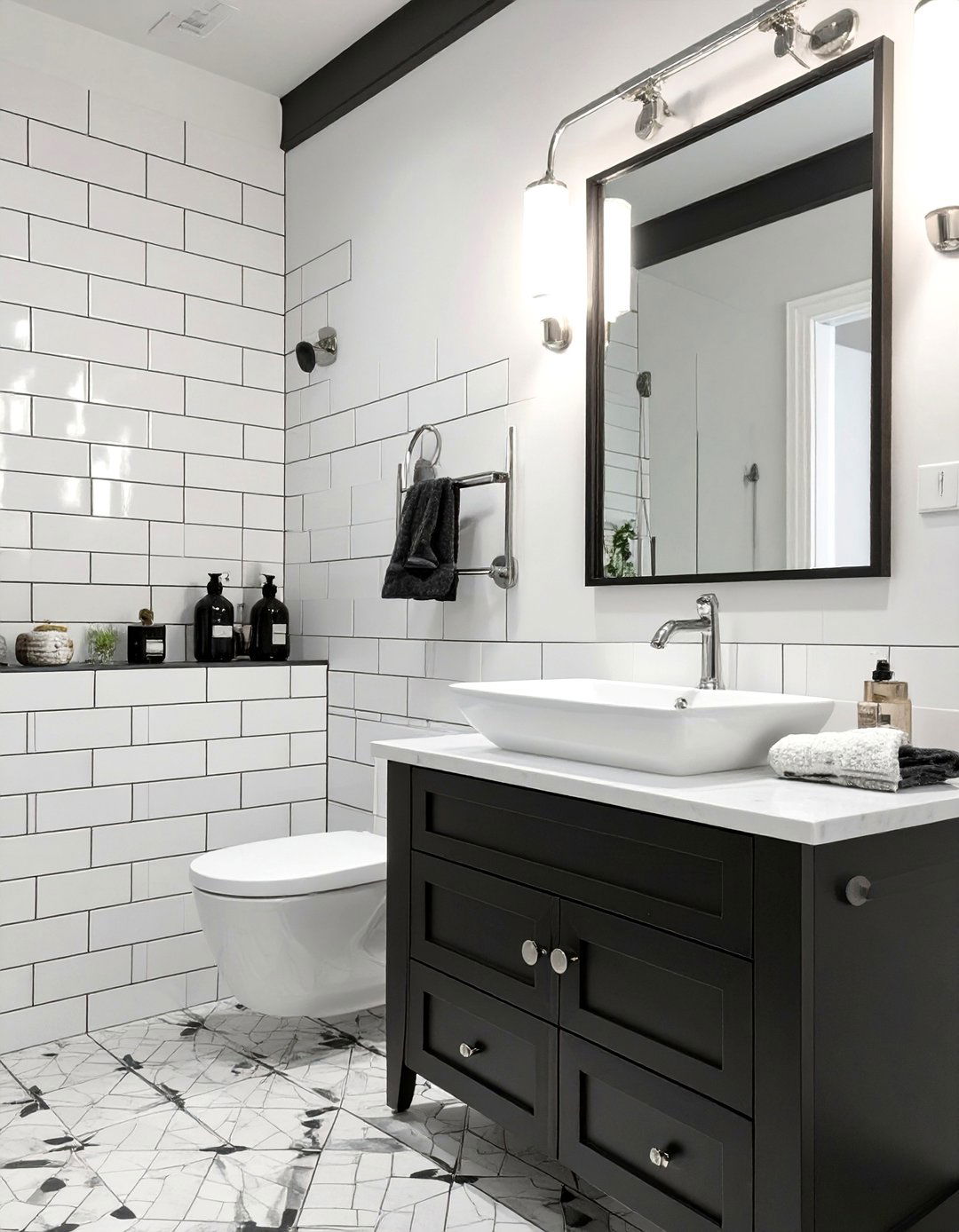 Monochromatic Black and White Bathroom - 30 bathroom interior design ideas