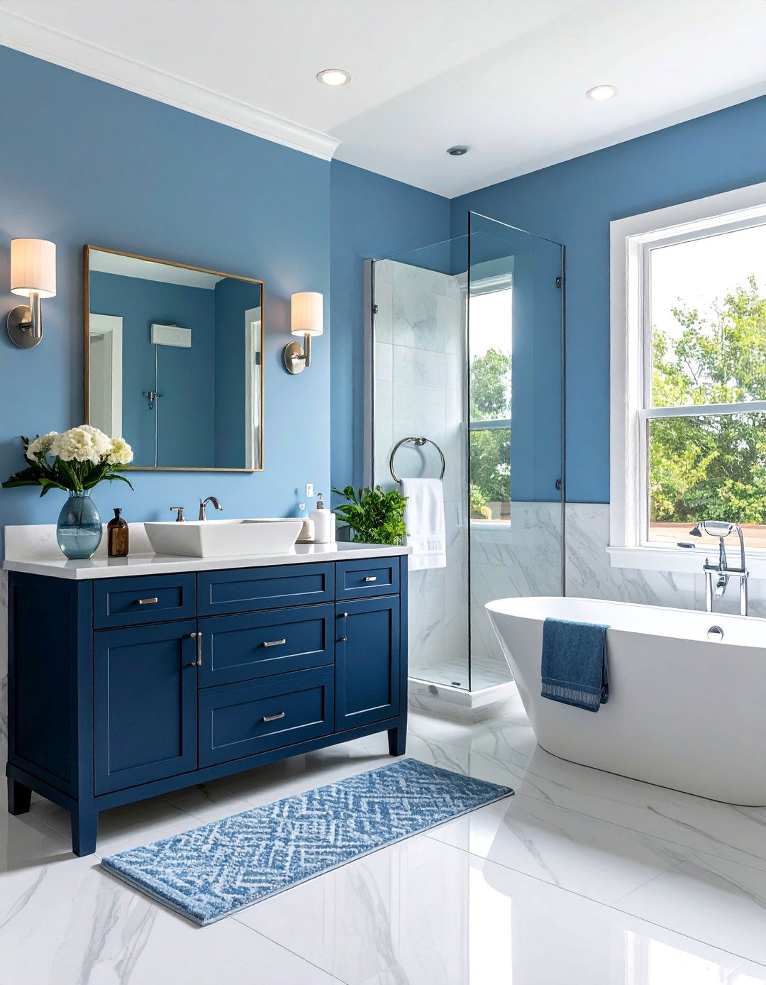 Monochromatic Blue Bathroom - 30 5x8 bathroom remodel ideas