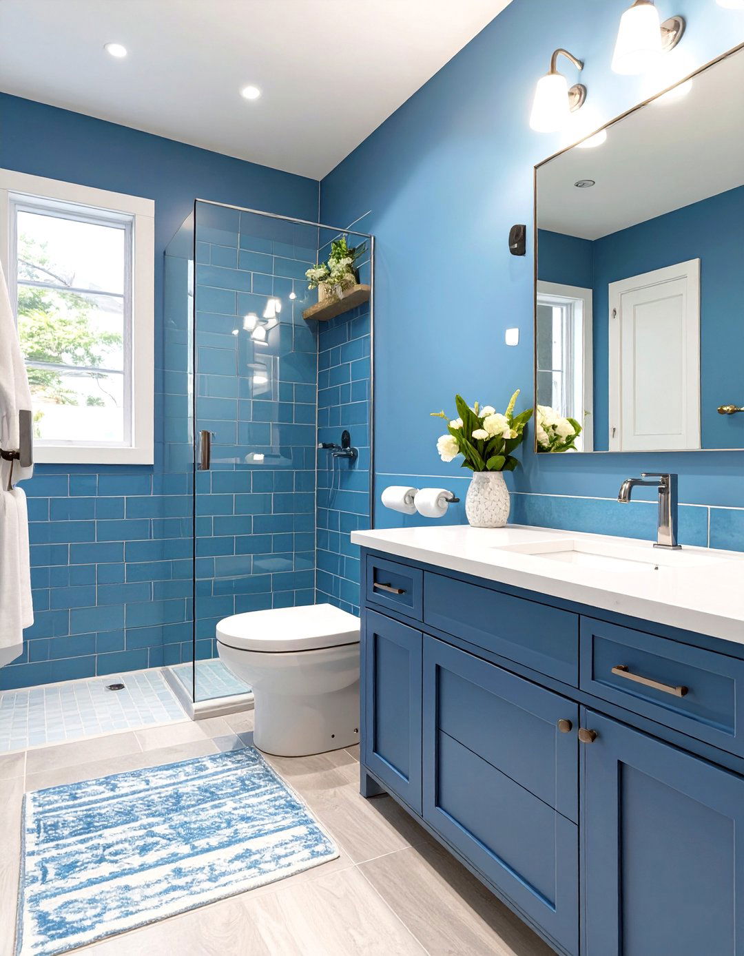 Monochromatic Blue Coastal Bathroom - 30 modern coastal interior design ideas