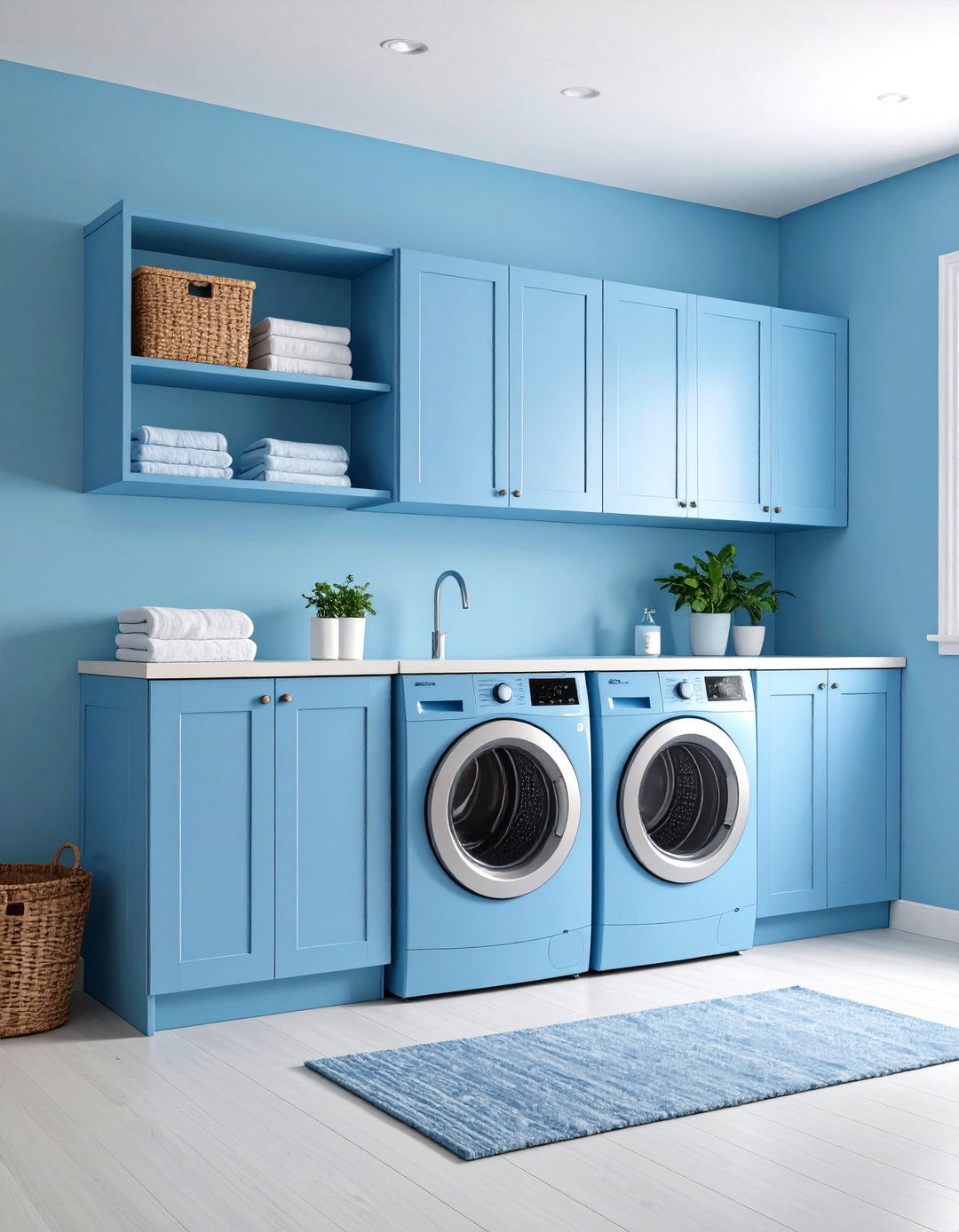 Monochromatic Blue Scheme - 30 laundry room paint ideas