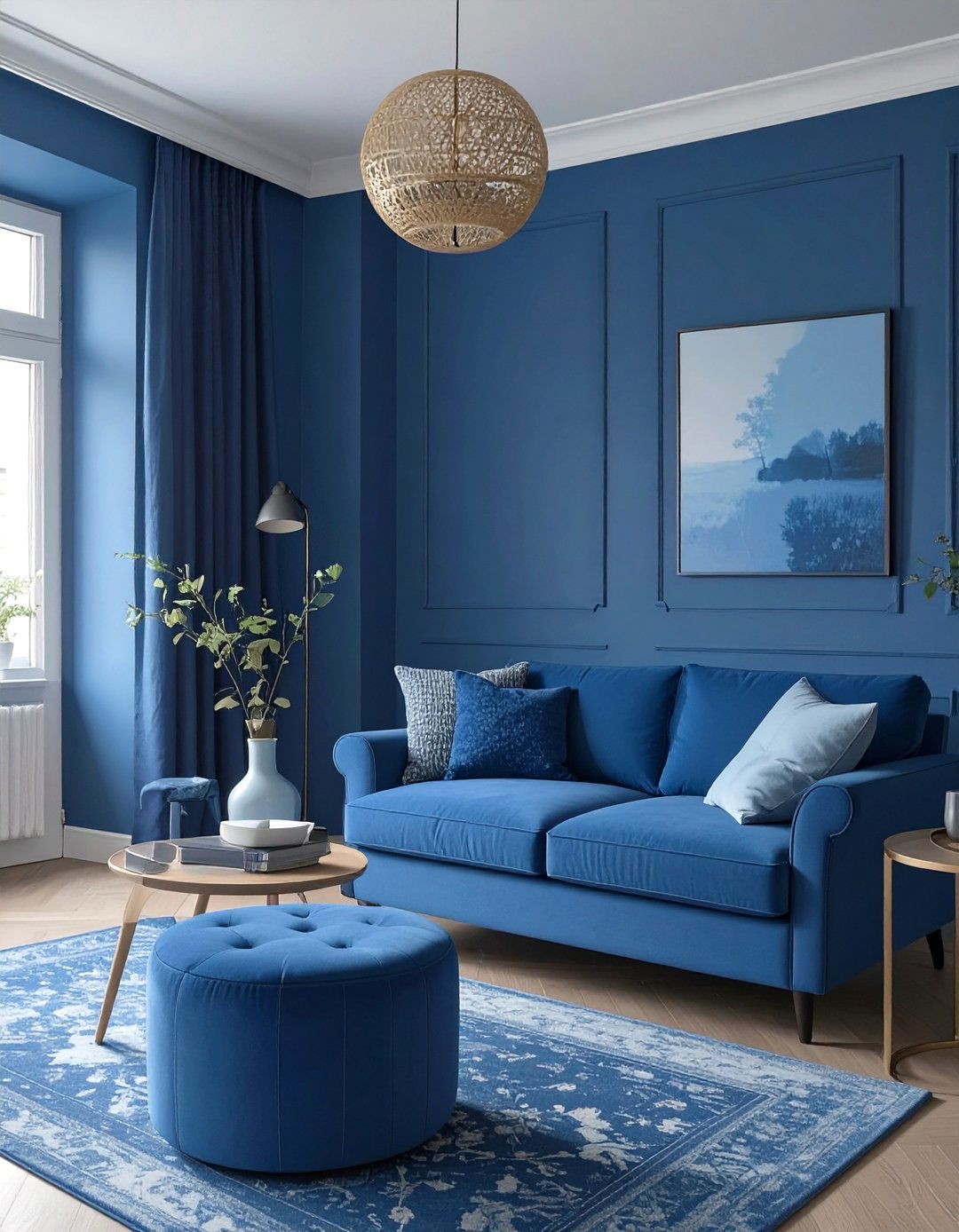Monochromatic Blue Small Living Room - 30 modern small modern living room design ideas