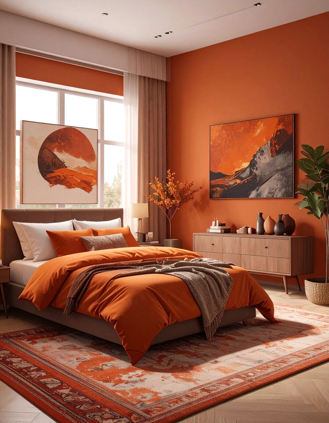 Monochromatic Burnt Orange Bedroom - 30 burnt orange bedroom ideas