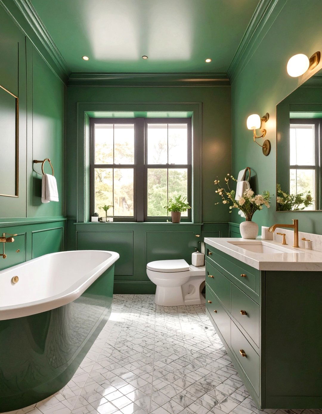 Monochromatic Color Drench Bathroom - 30 ideas for bathroom remodel