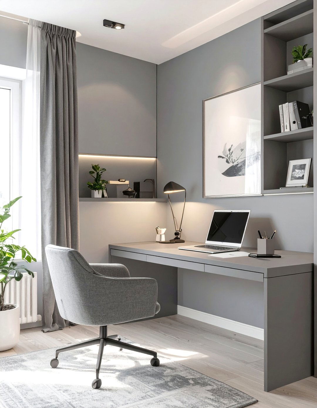 Monochromatic Color Scheme Office - 30 small office space ideas
