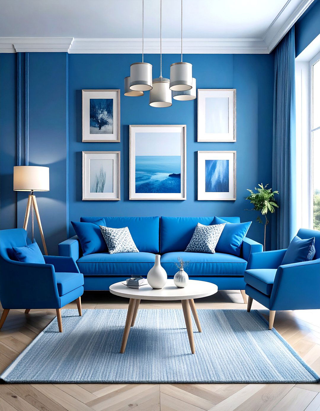 Monochromatic Color Theme Picture Wall - 30 picture wall ideas for living room