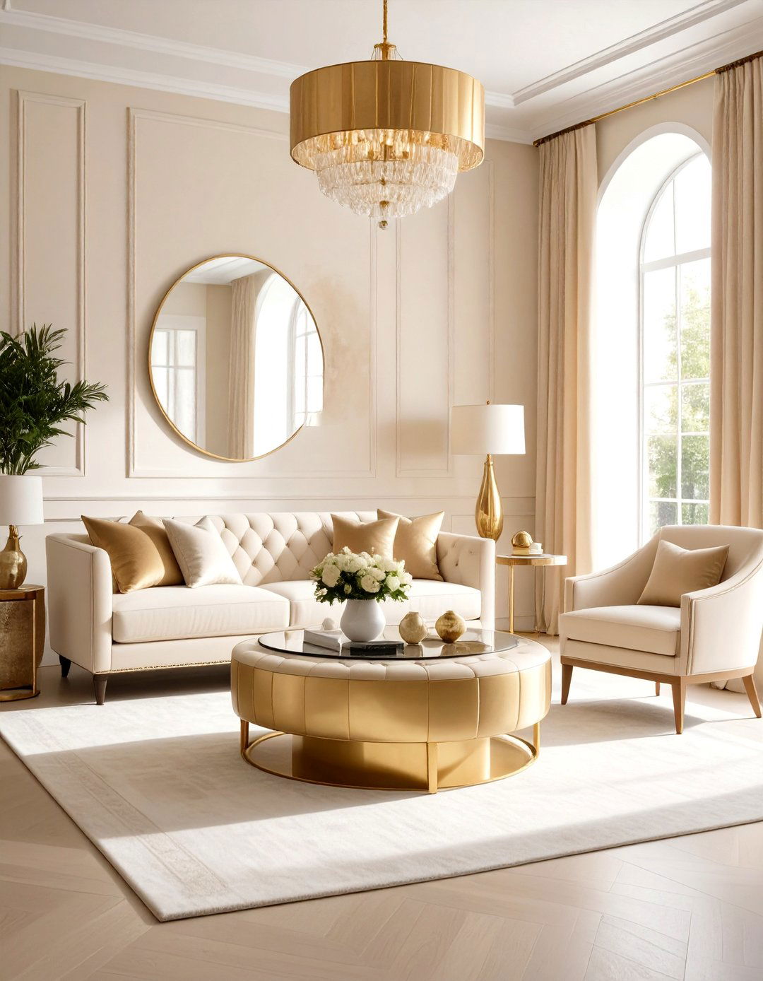 Monochromatic Cream and Ivory Transitional Space - 30 interior design color wheel ideas