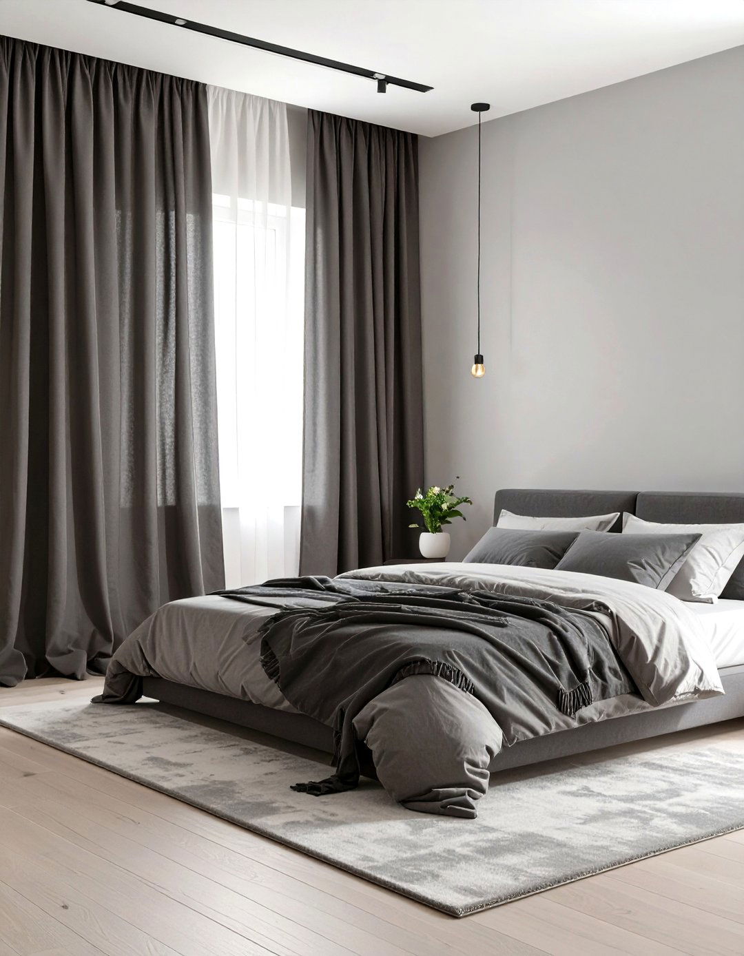 Monochromatic Curtains for a Sleek Bedroom - 30 curtains for bedroom ideas