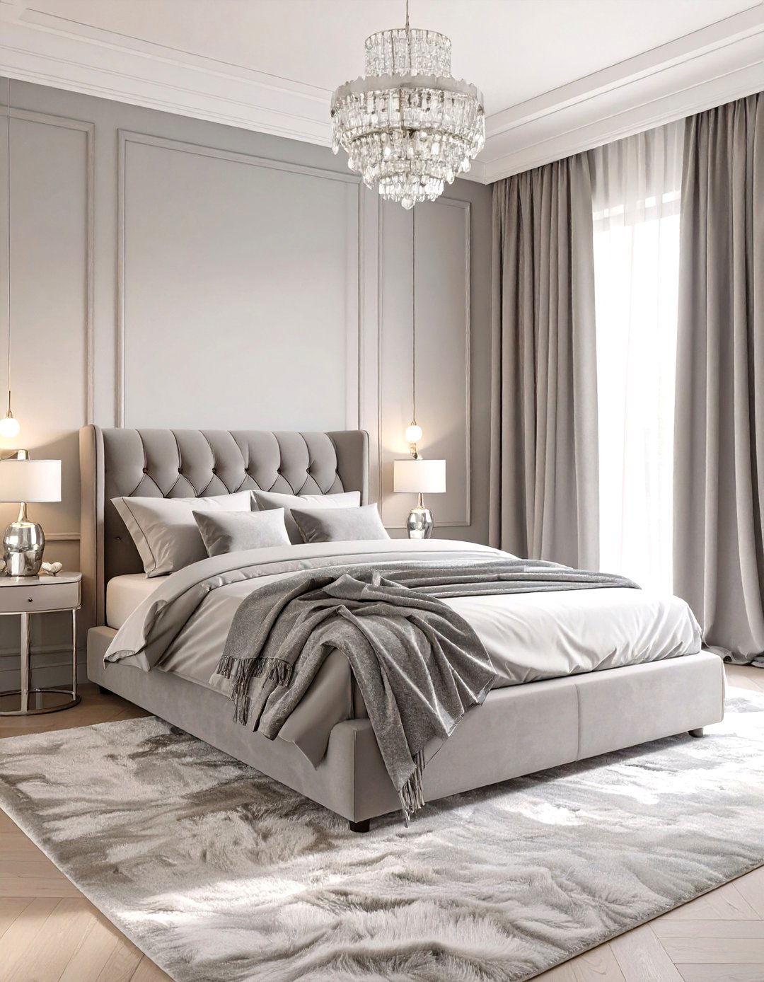 Monochromatic Glamour Bedroom - 30 glam bedroom ideas