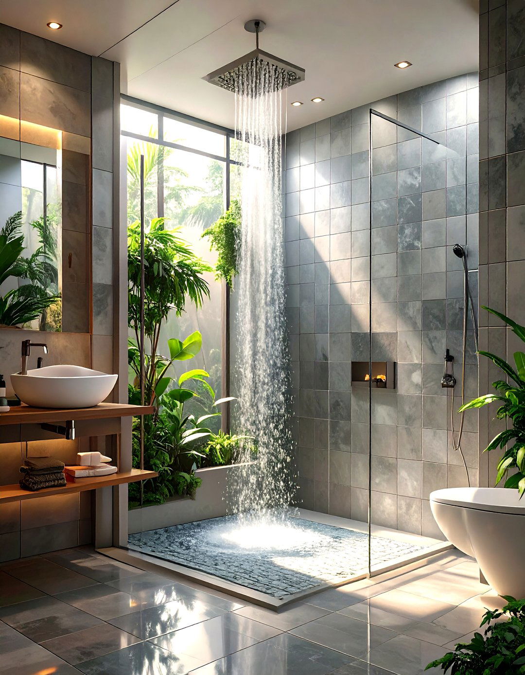 Monochromatic Gradient Tile Bathroom - 30 modern bathroom tile ideas